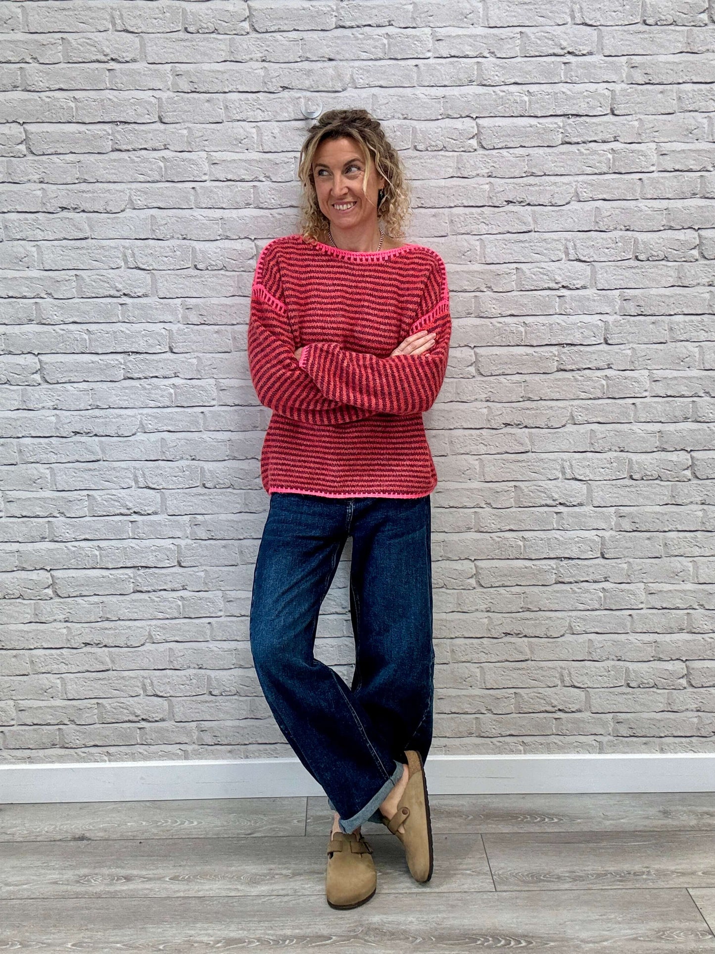 Stockholm Stitch Jumper | Red & Burgundy