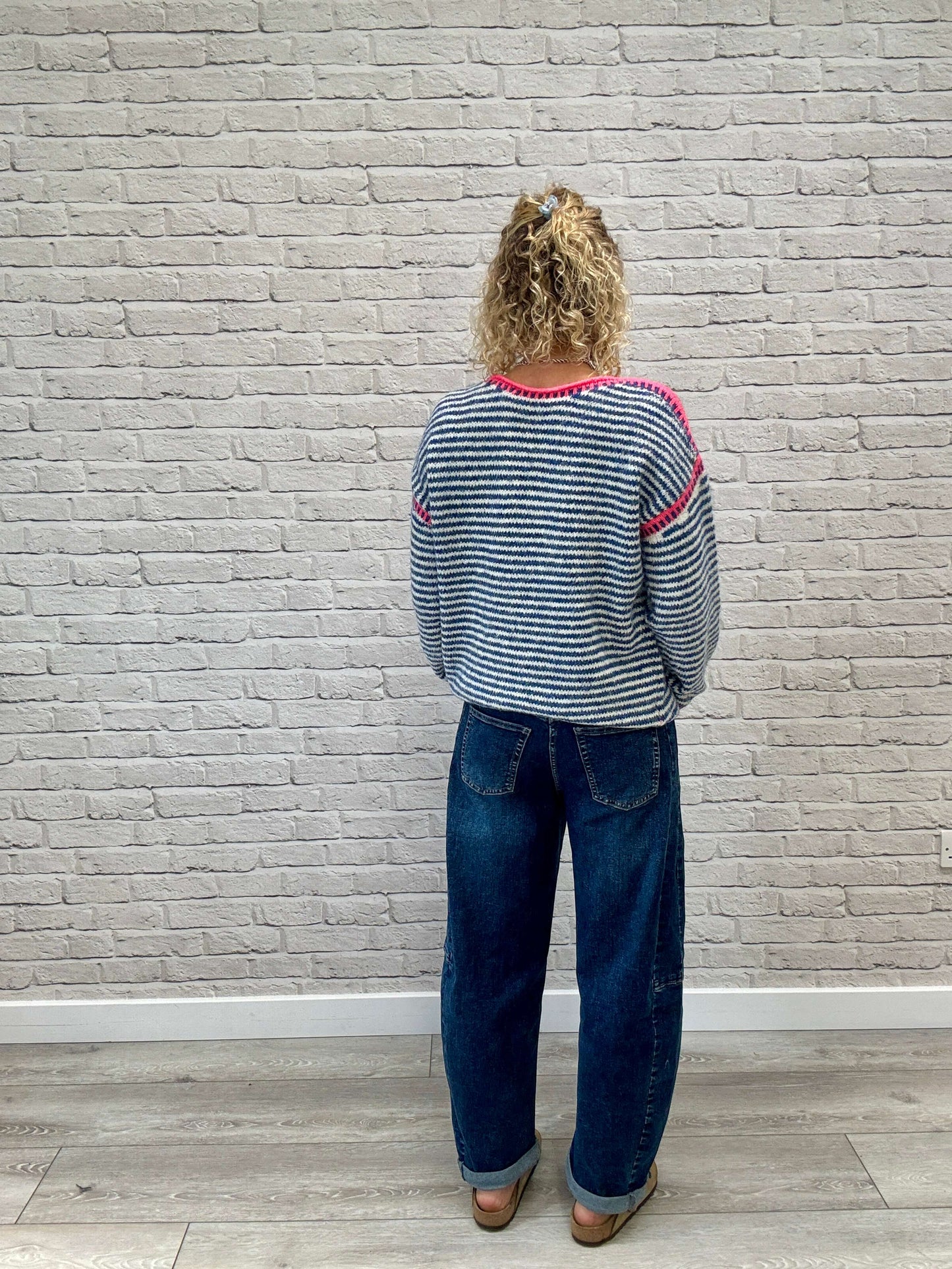 Stockholm Stitch Jumper  | Blue & Pink Stripe