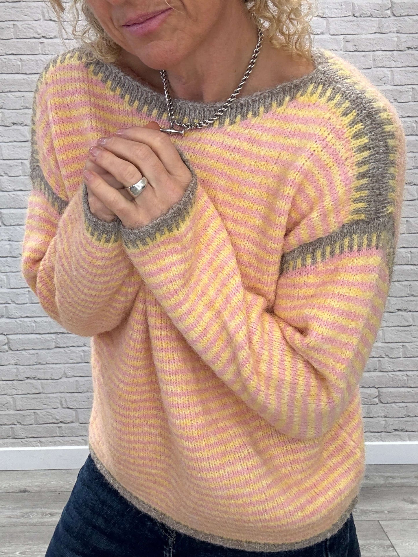 Stockholm Stitch Jumper | Pink & Yellow