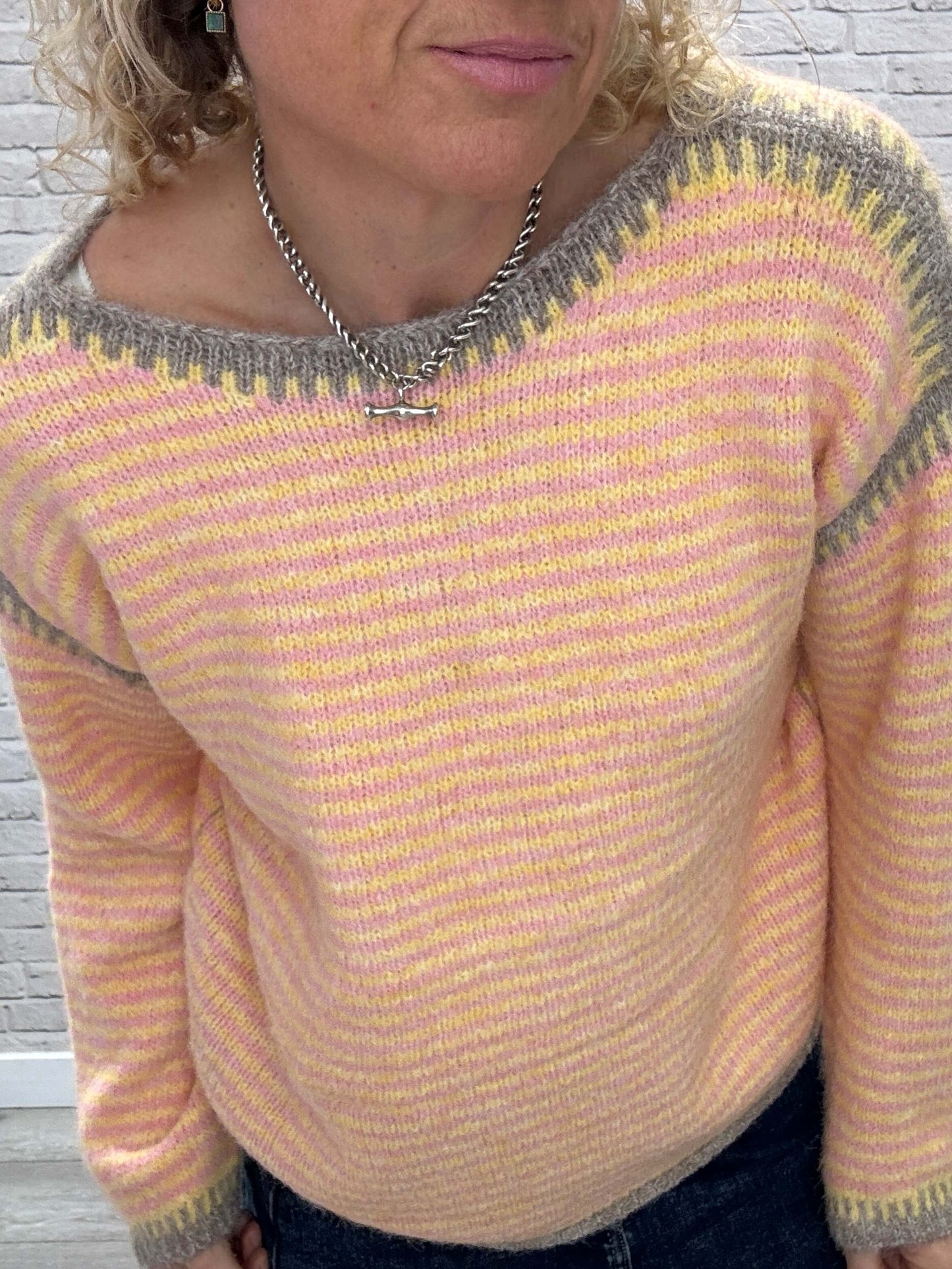 Stockholm Stitch Jumper | Pink & Yellow