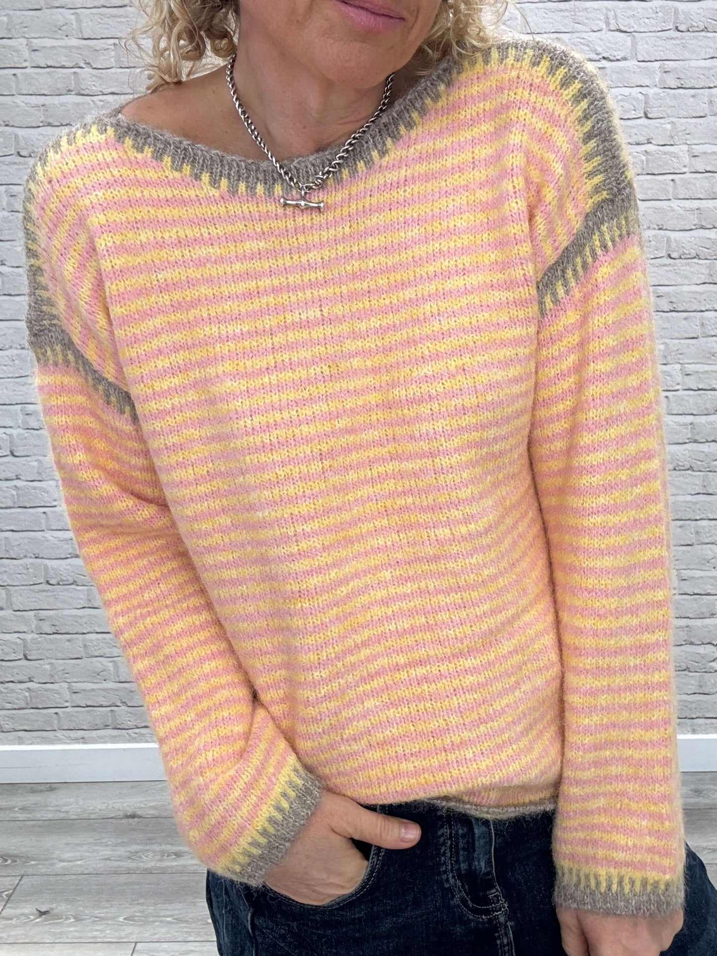 Stockholm Stitch Jumper | Pink & Yellow
