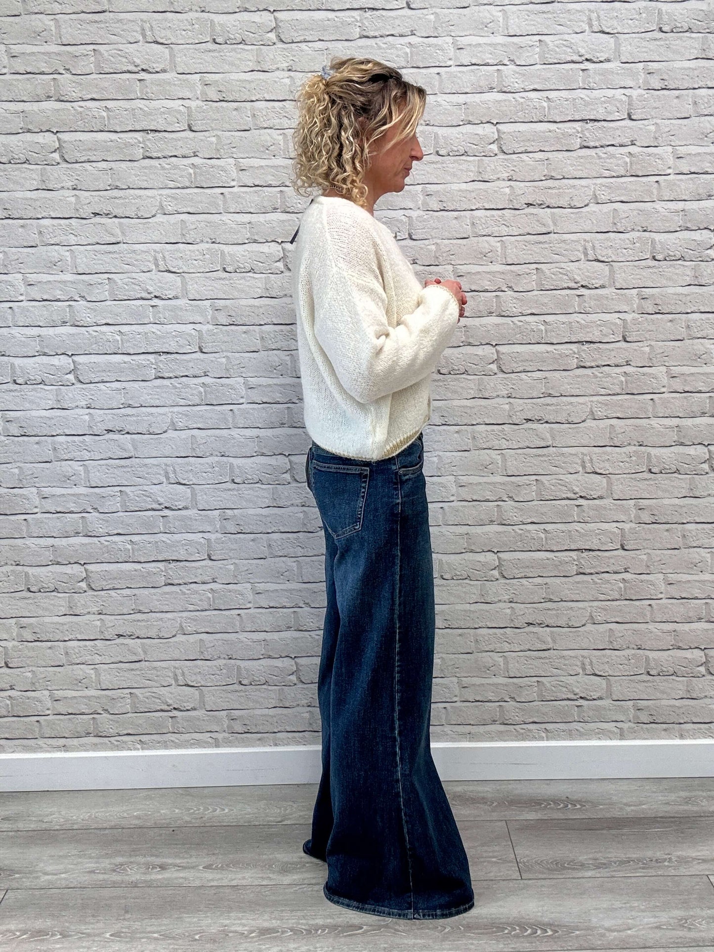 Long Sleeve Hamptons Cardigan | Cream & Gold (NEW)