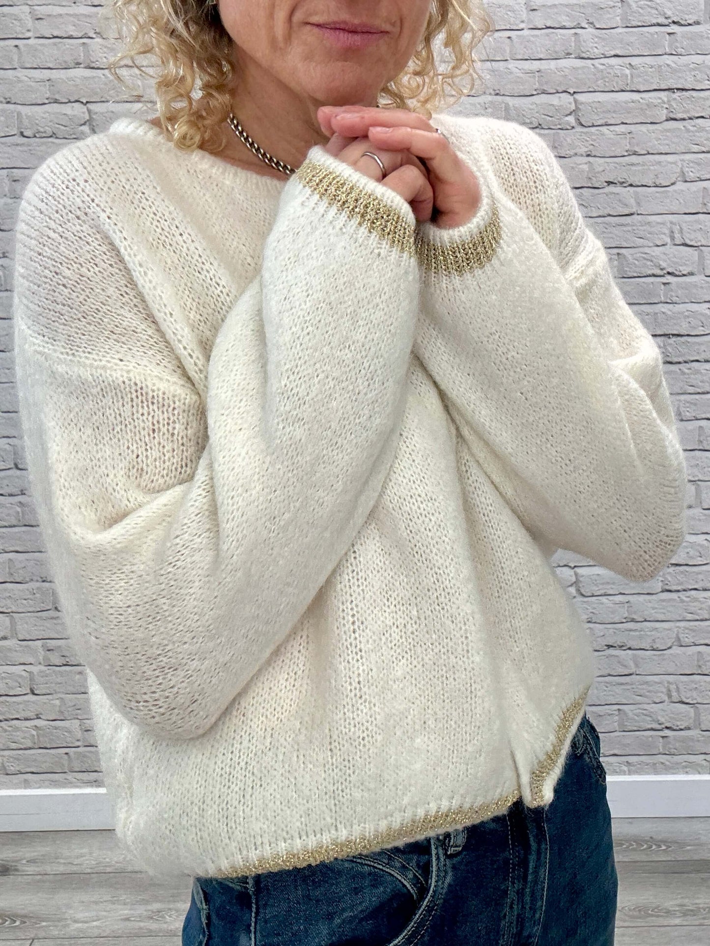 Long Sleeve Hamptons Cardigan | Cream & Gold (NEW)