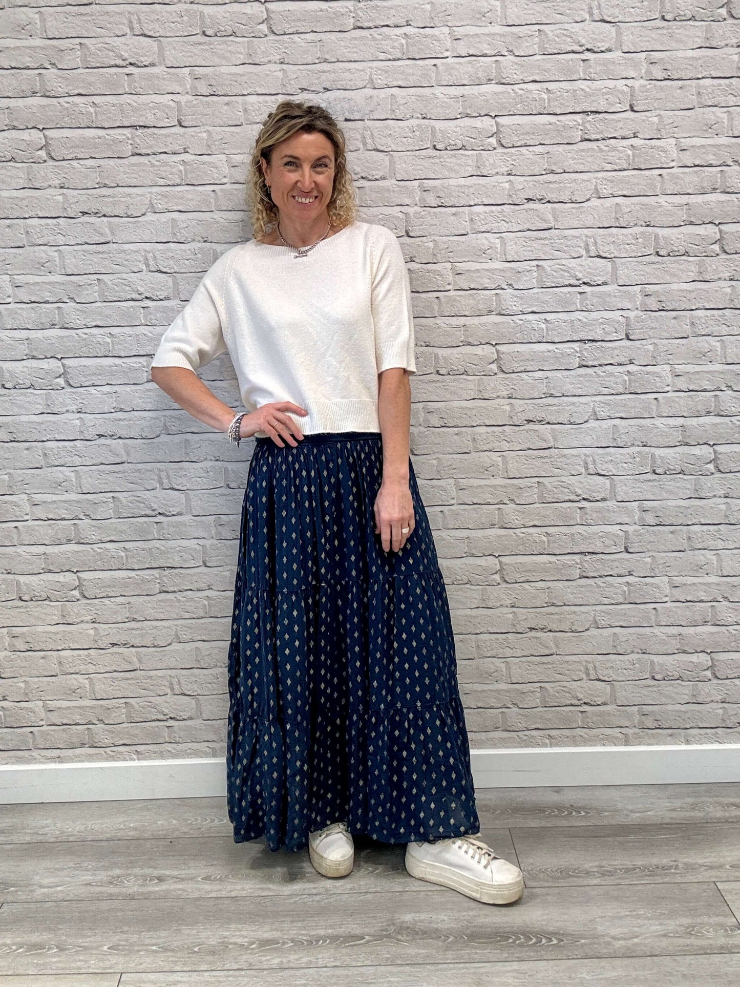 Navy & Gold Maxi Skirt (NEW)