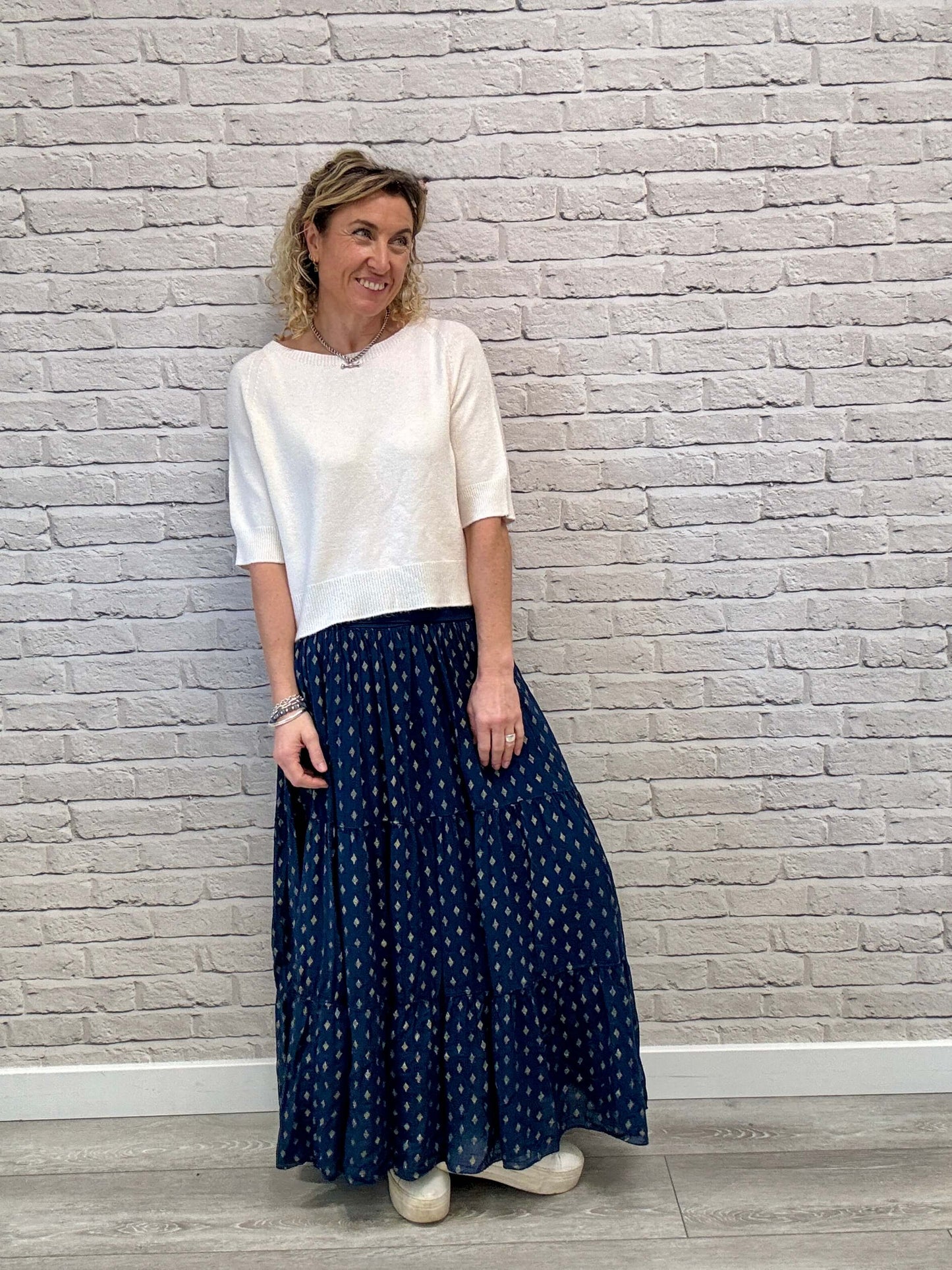 Navy & Gold Maxi Skirt (NEW)