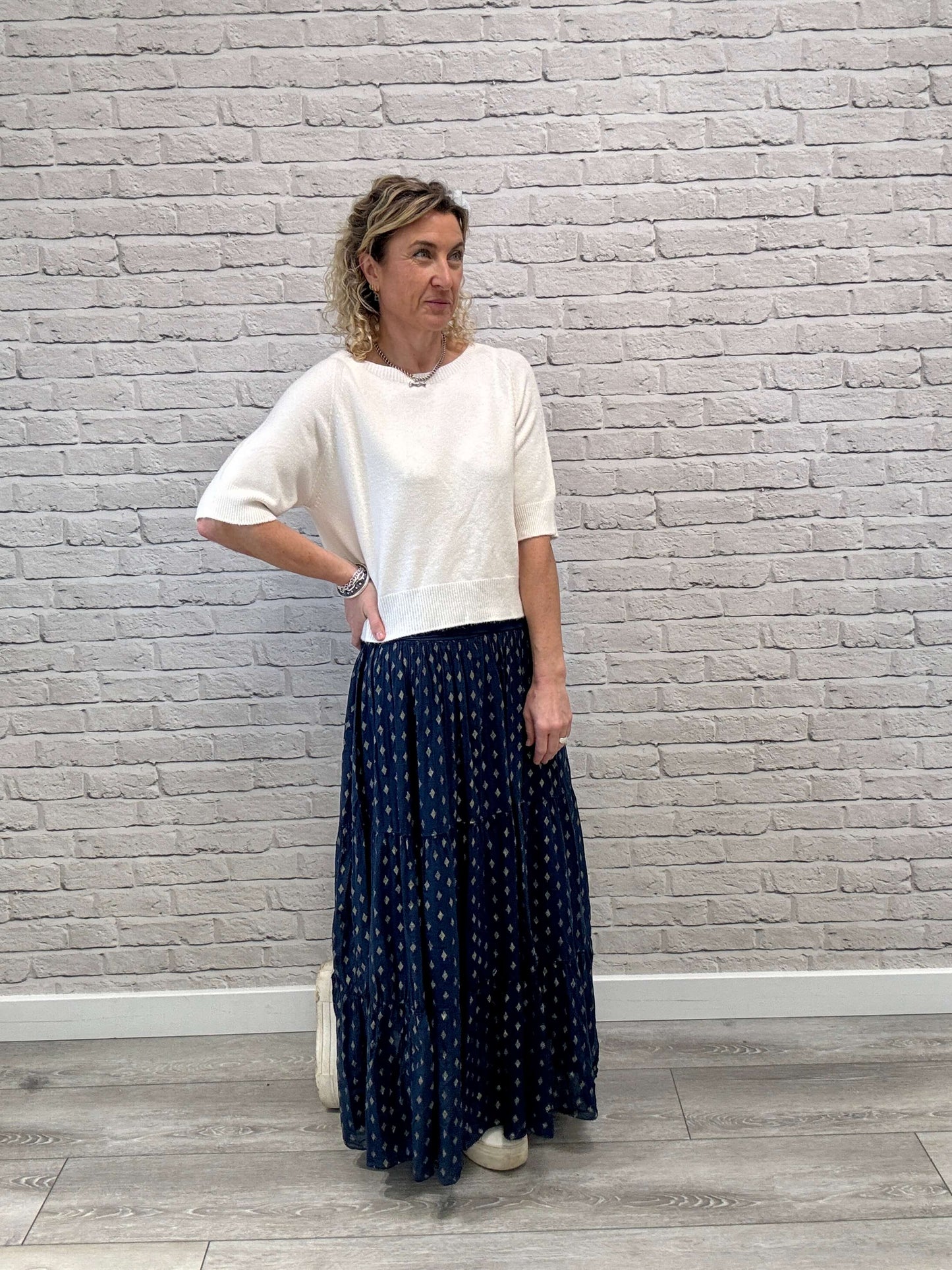 Navy & Gold Maxi Skirt (NEW)