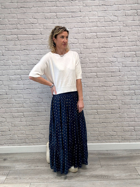 Navy & Gold Maxi Skirt (NEW)