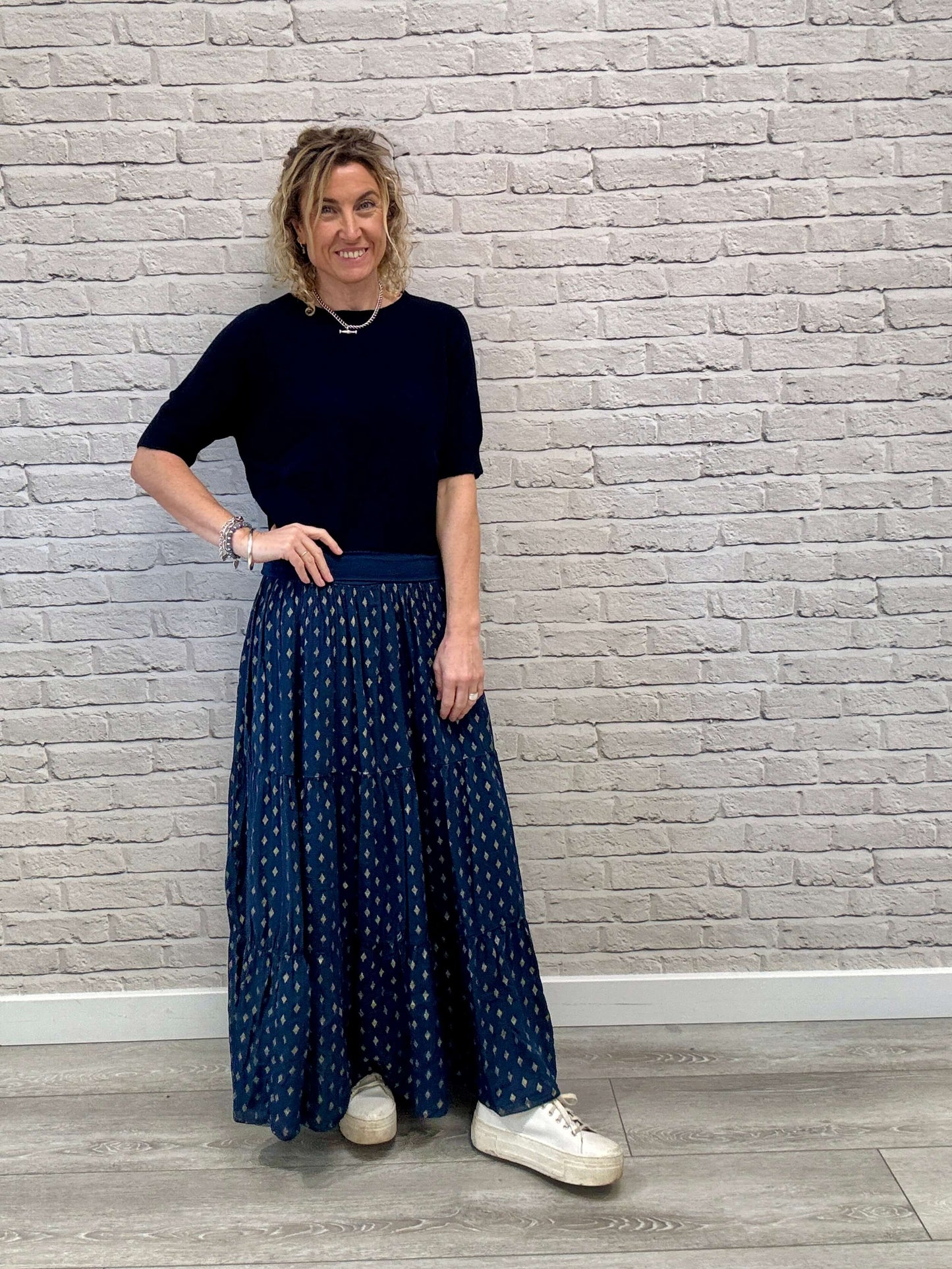 Navy & Gold Maxi Skirt (NEW)