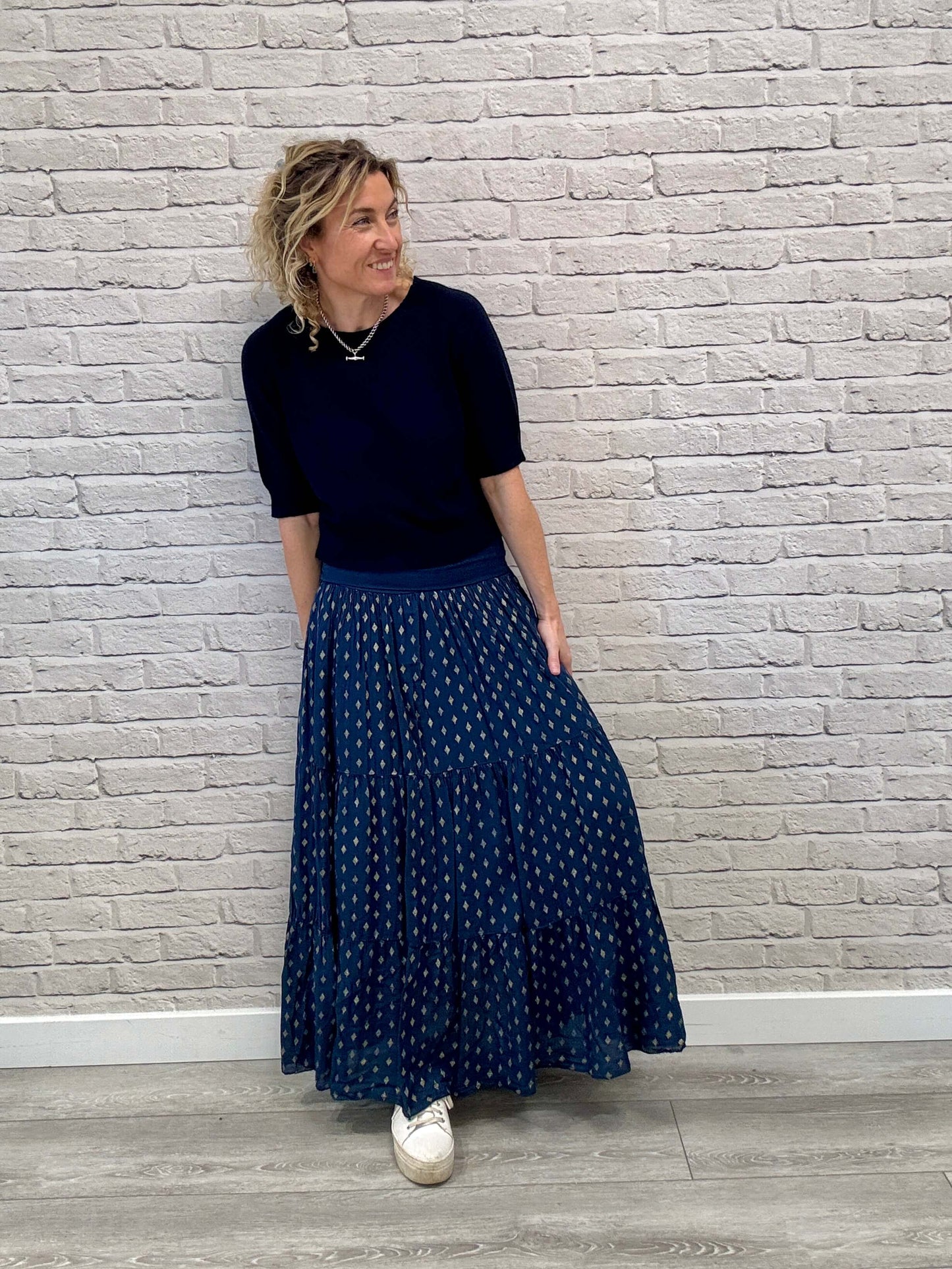 Navy & Gold Maxi Skirt (NEW)