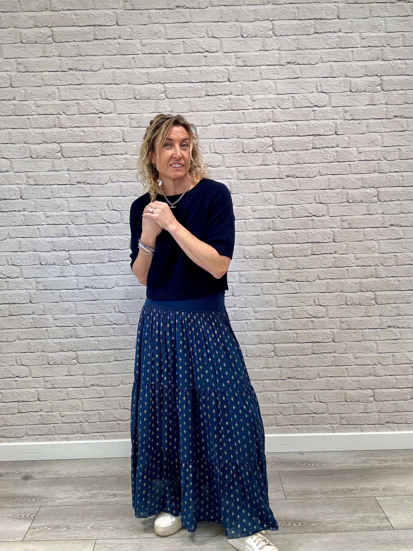 Navy & Gold Maxi Skirt (NEW)