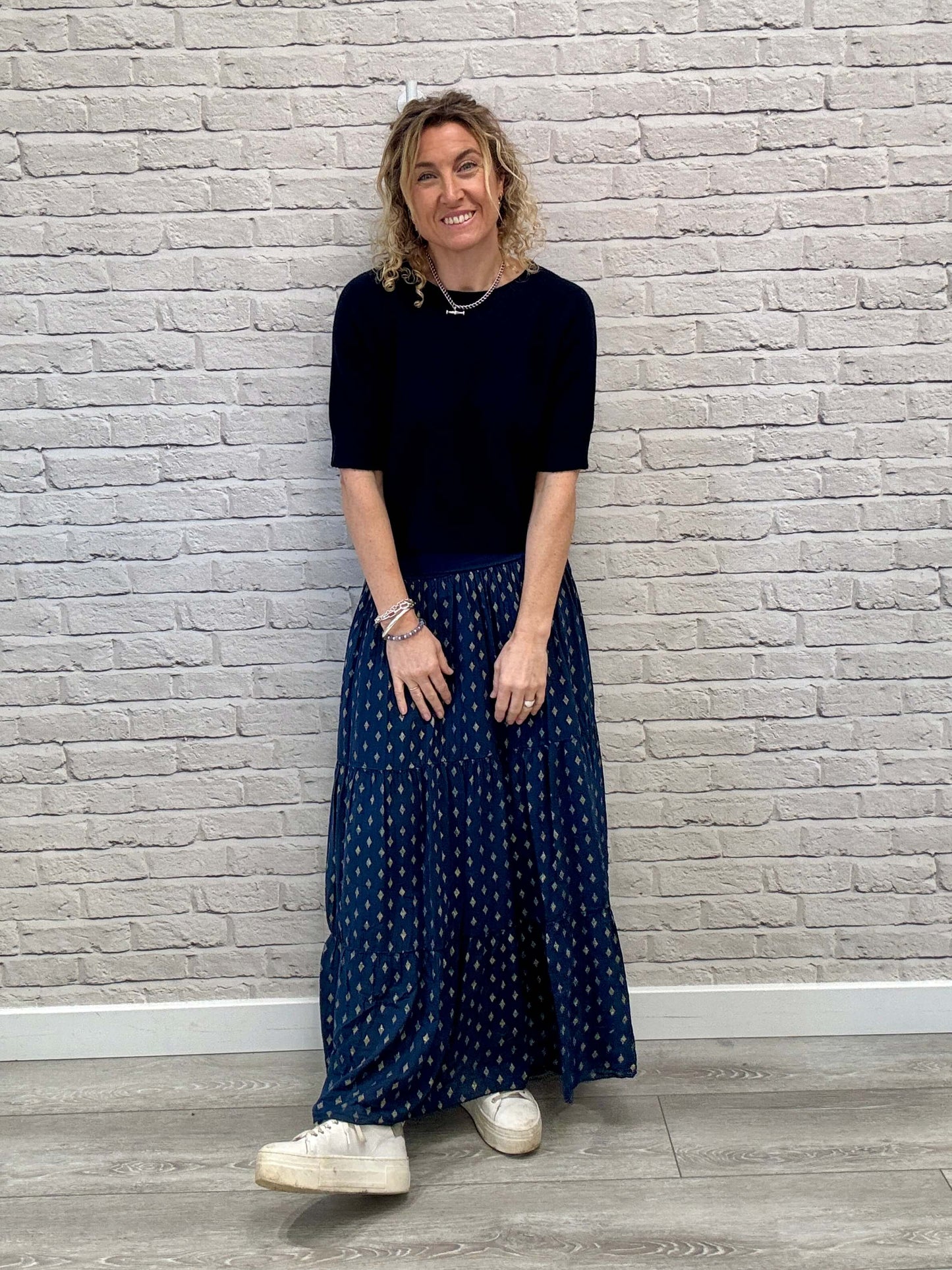 Navy & Gold Maxi Skirt (NEW)