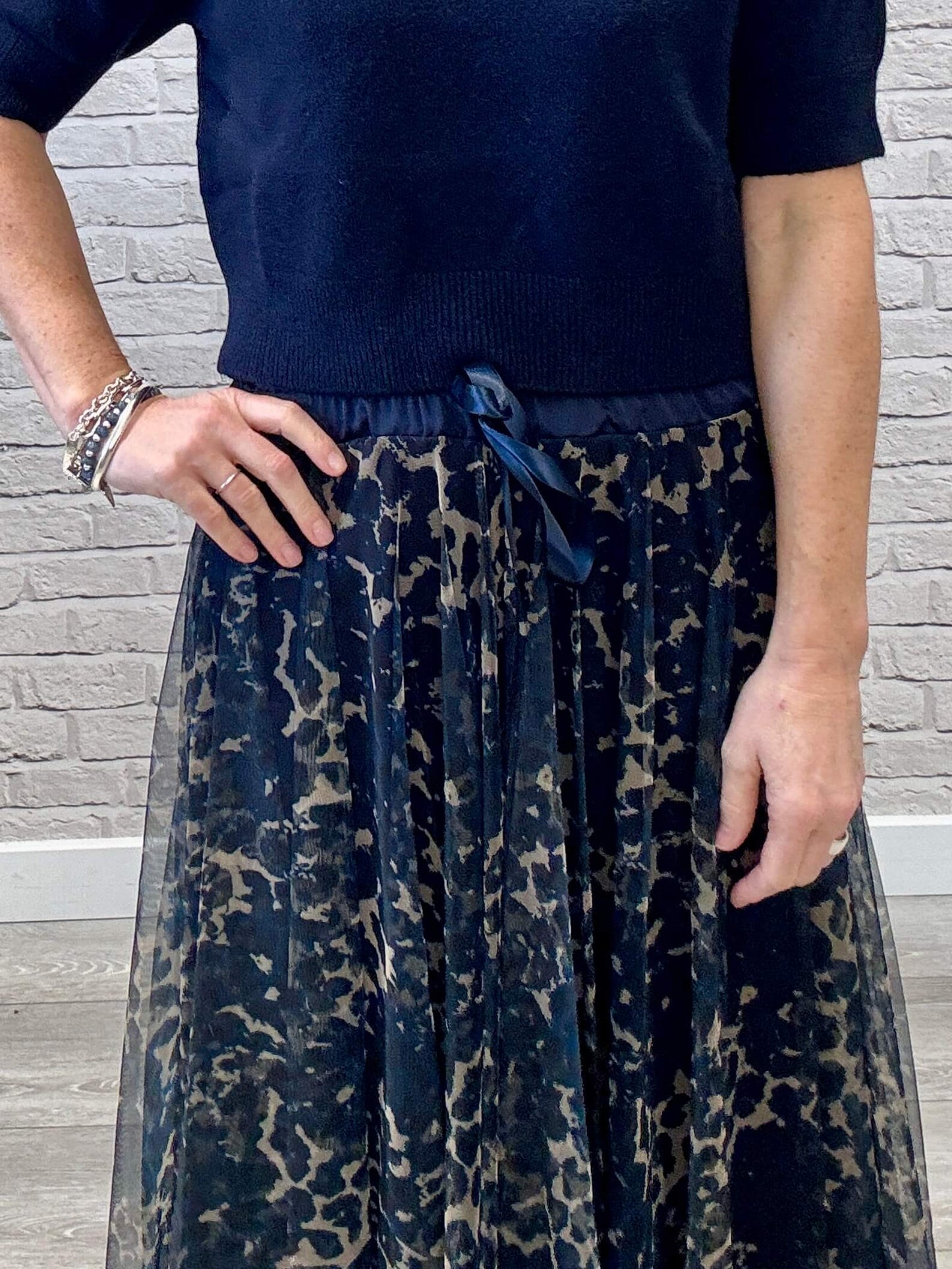 Minty Tulle Skirt | Navy Leopard