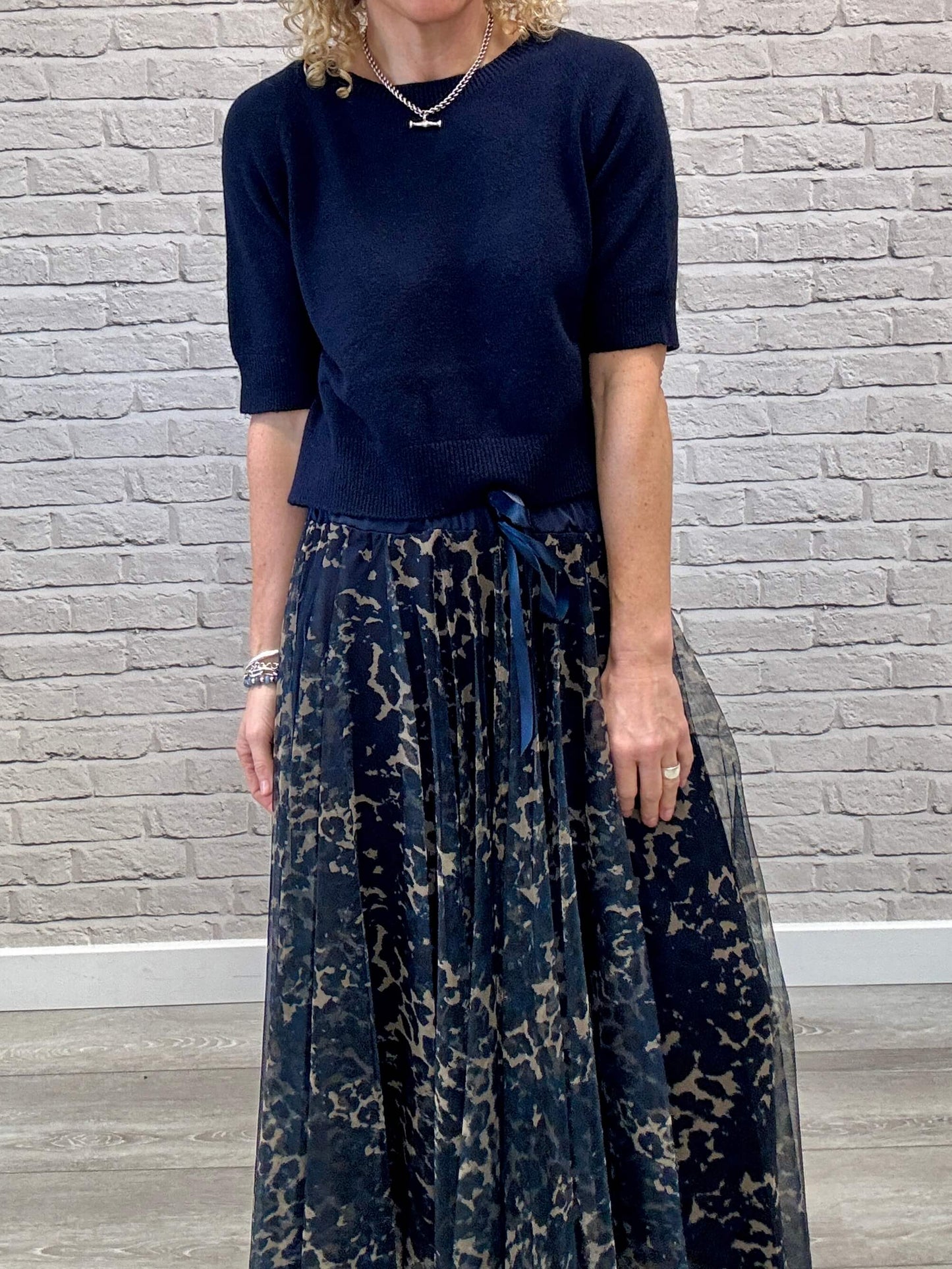 Minty Tulle Skirt | Navy Leopard