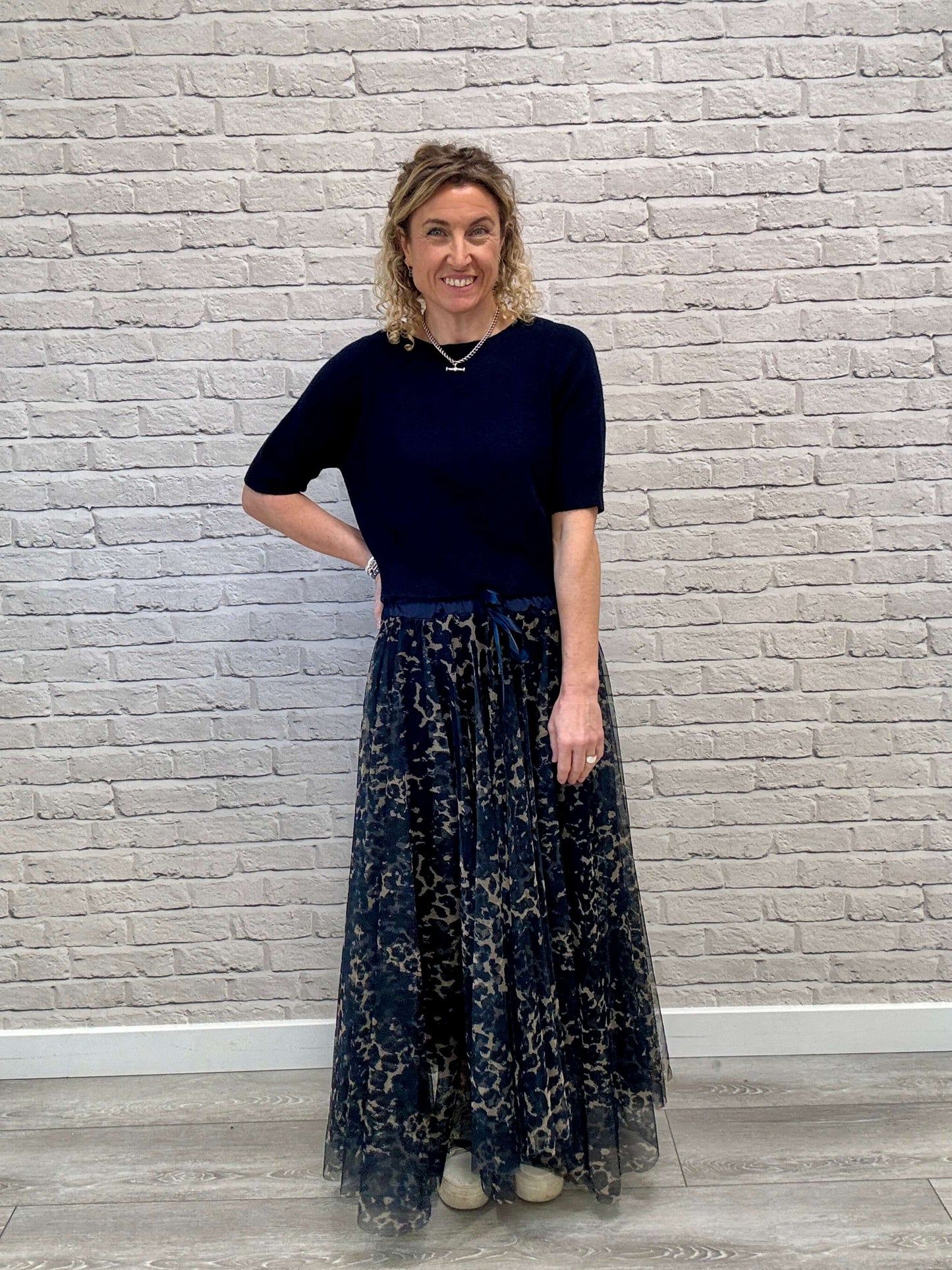 Minty Tulle Skirt | Navy Leopard