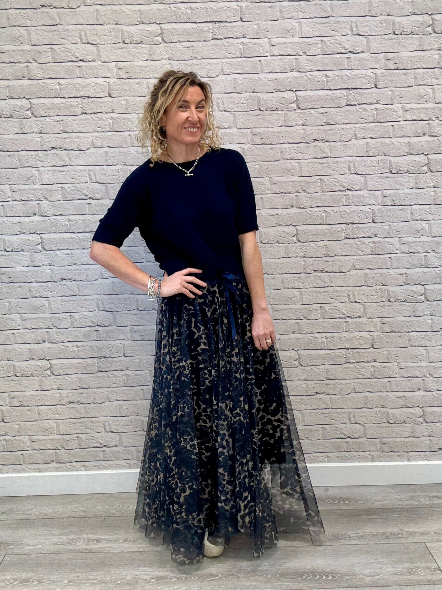 Minty Tulle Skirt | Navy Leopard