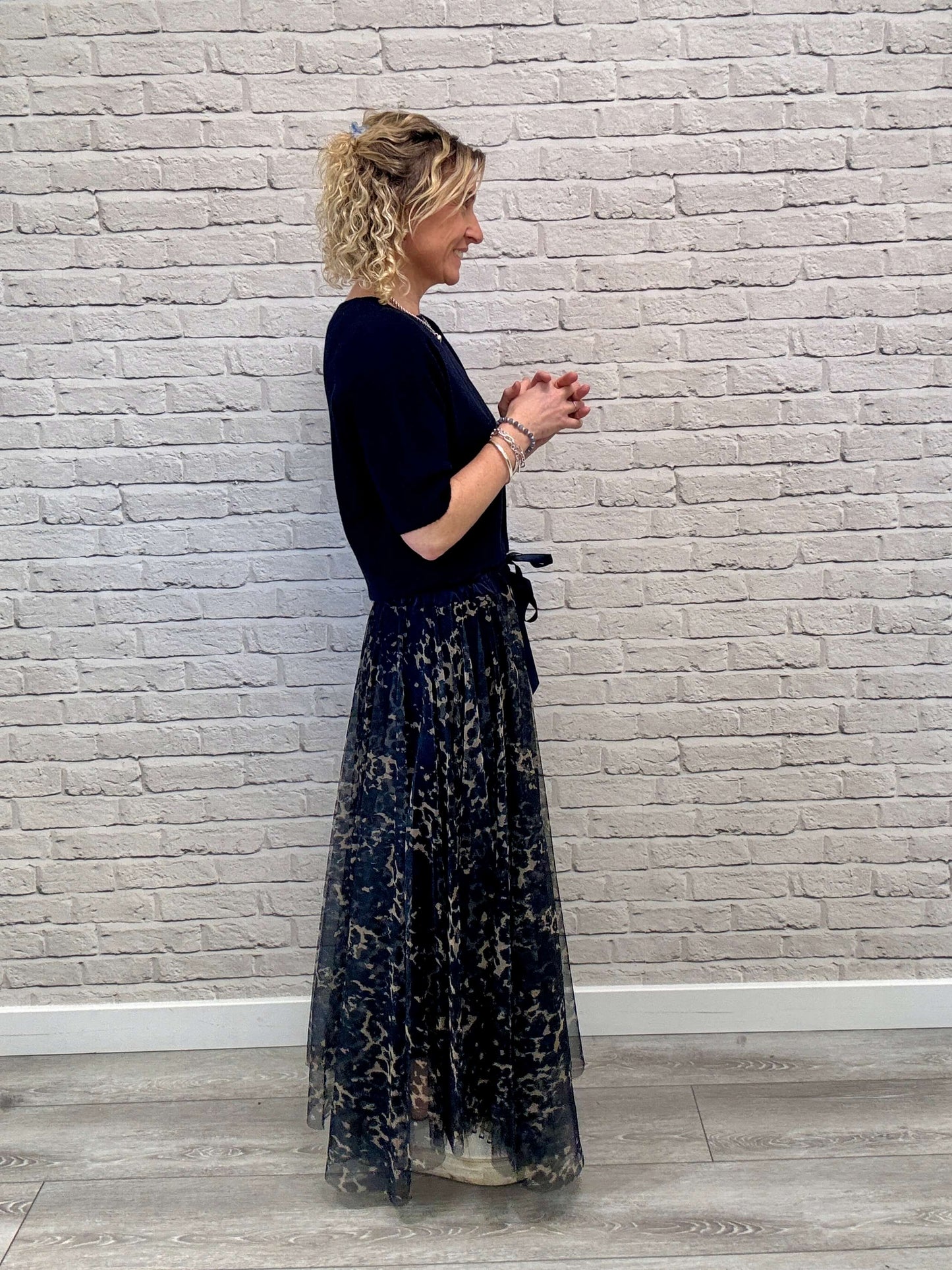 Minty Tulle Skirt | Navy Leopard