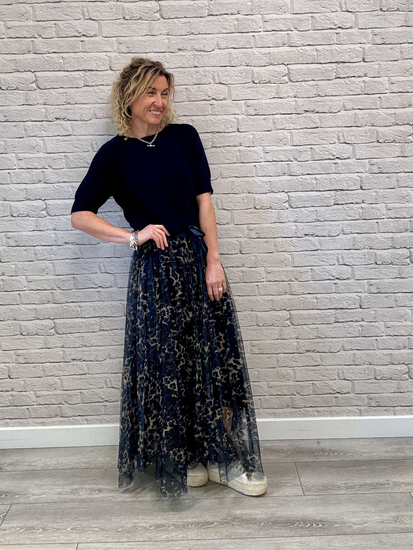 Minty Tulle Skirt | Navy Leopard