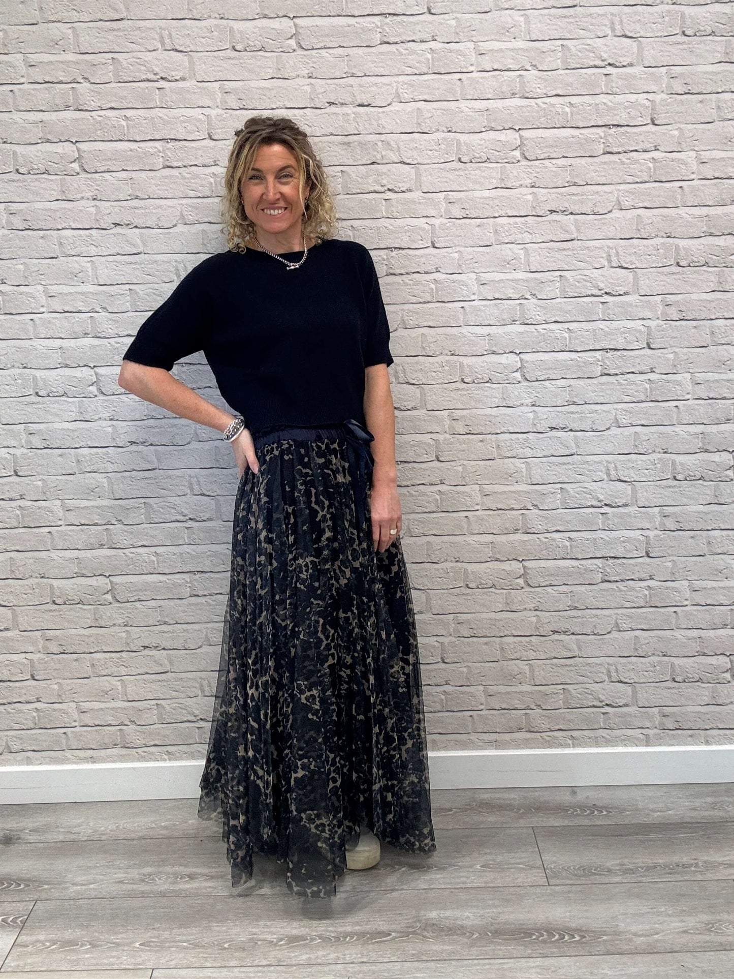 Minty Tulle Skirt | Navy Leopard