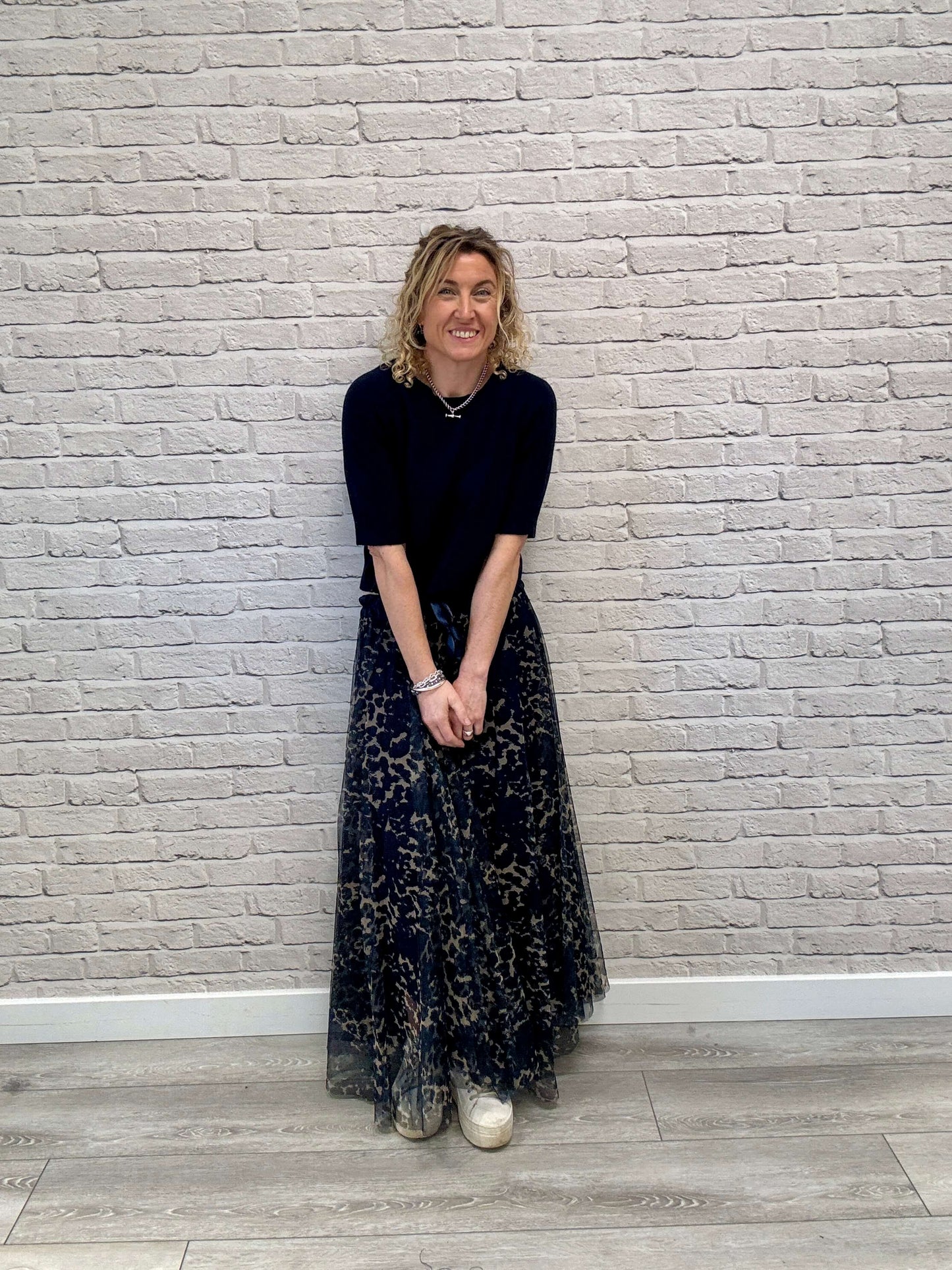 Minty Tulle Skirt | Navy Leopard