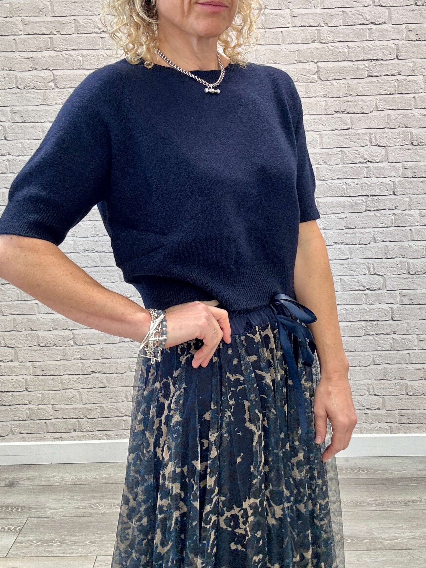 Minty Tulle Skirt | Navy Leopard