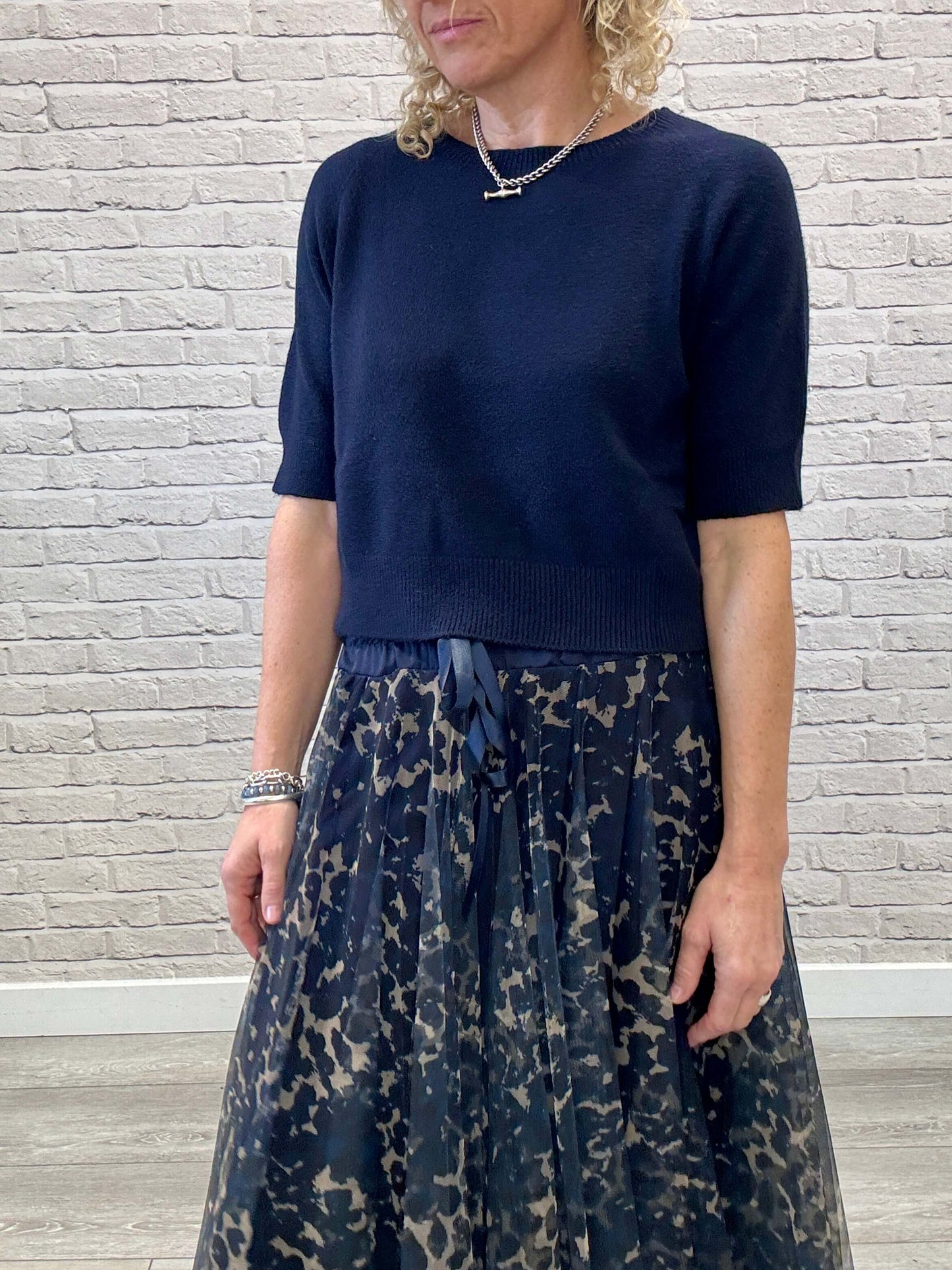 Minty Tulle Skirt | Navy Leopard