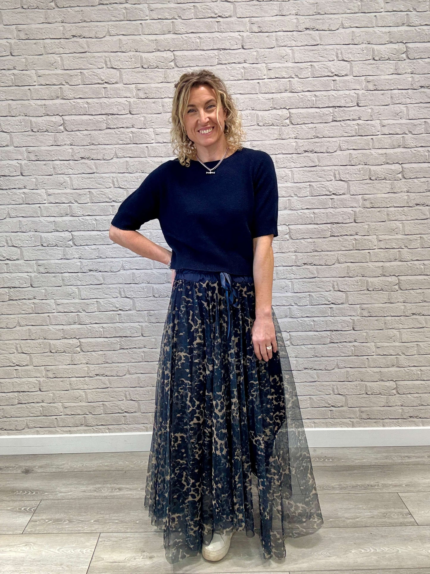 Minty Tulle Skirt | Navy Leopard