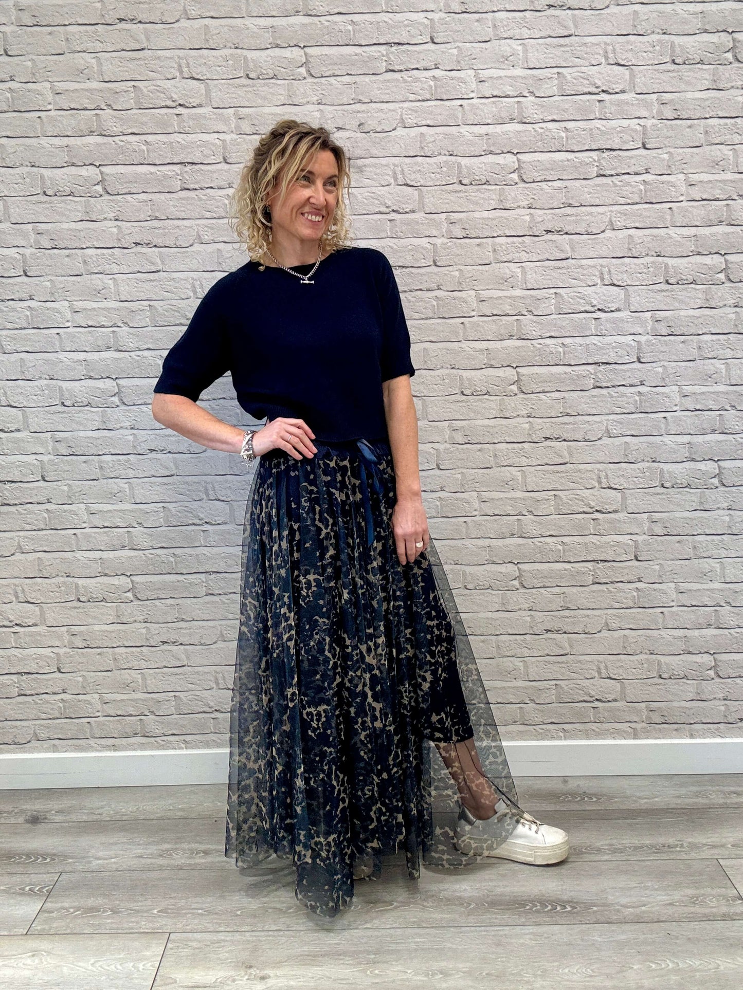 Minty Tulle Skirt | Navy Leopard