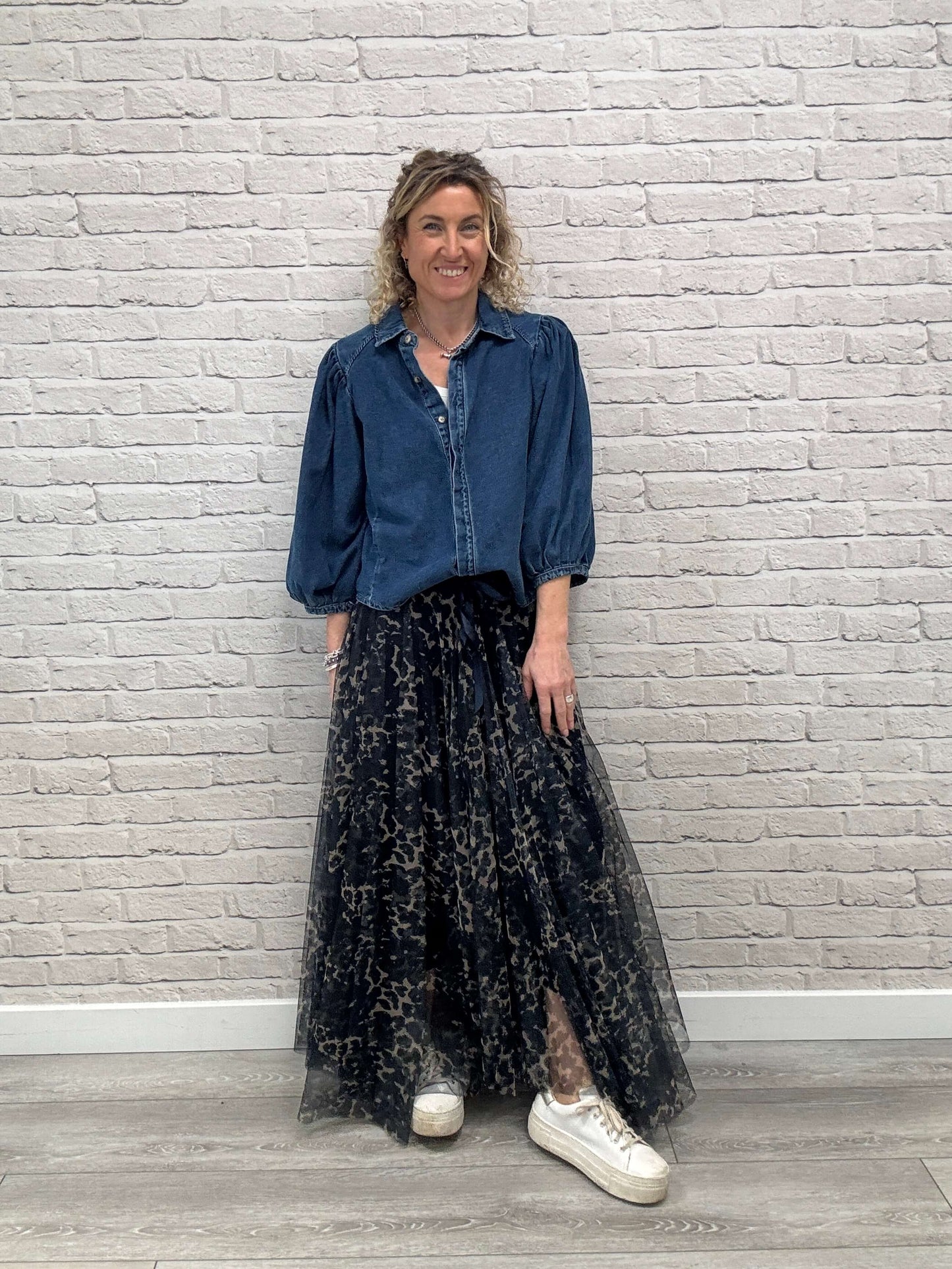 Marnie Puff Shoulder Denim Shacket | Denim Blue