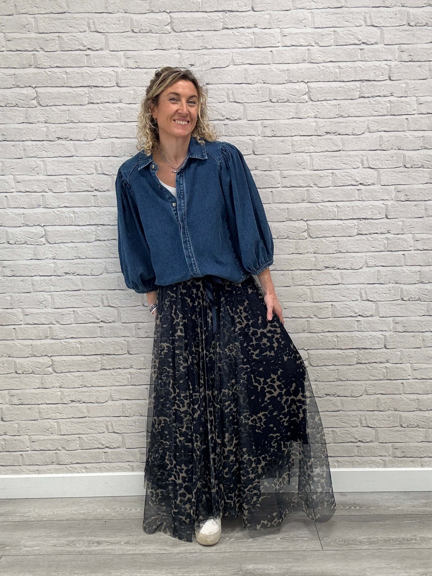 Marnie Puff Shoulder Denim Shacket | Denim Blue