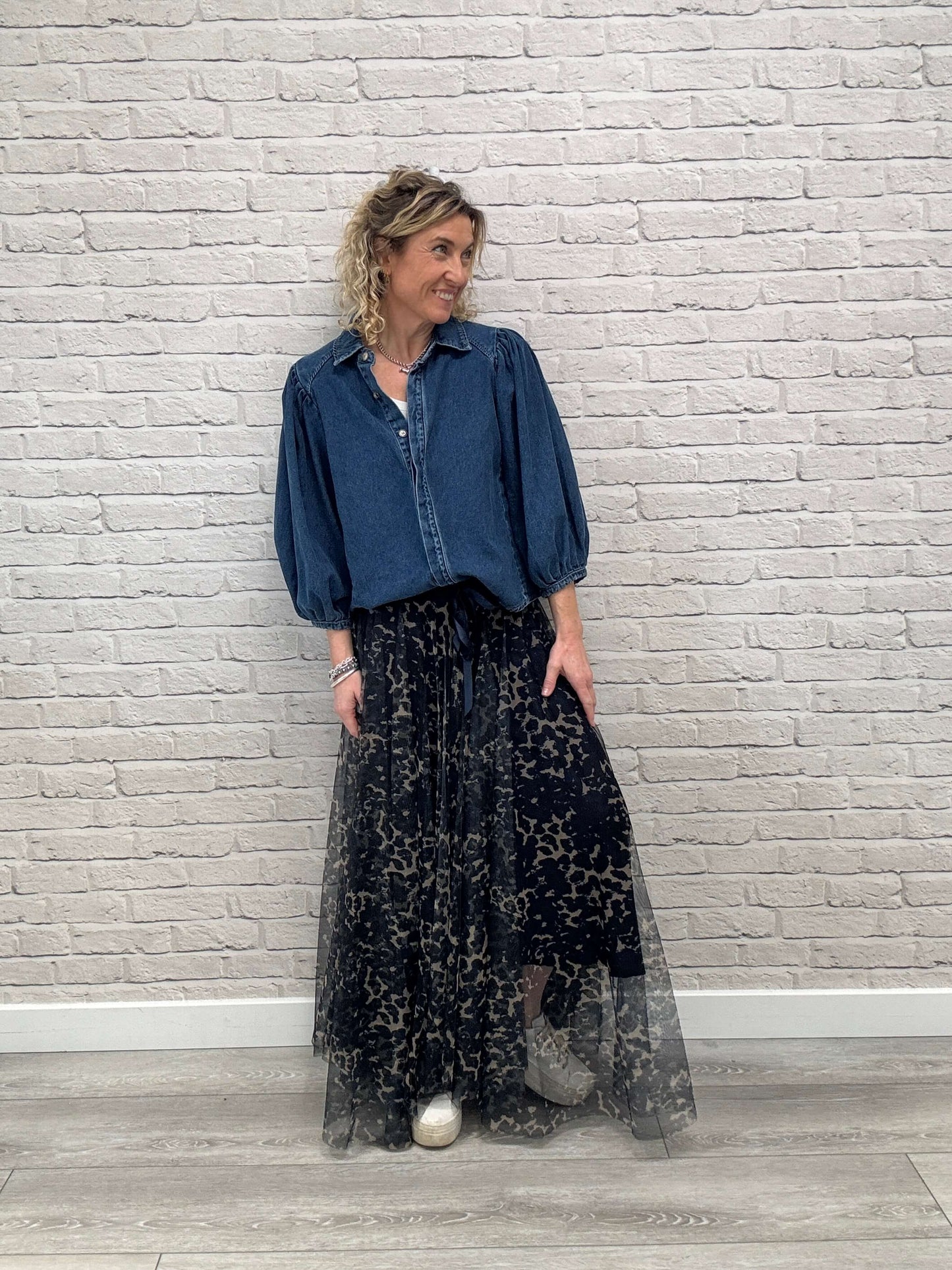 Marnie Puff Shoulder Denim Shacket | Denim Blue