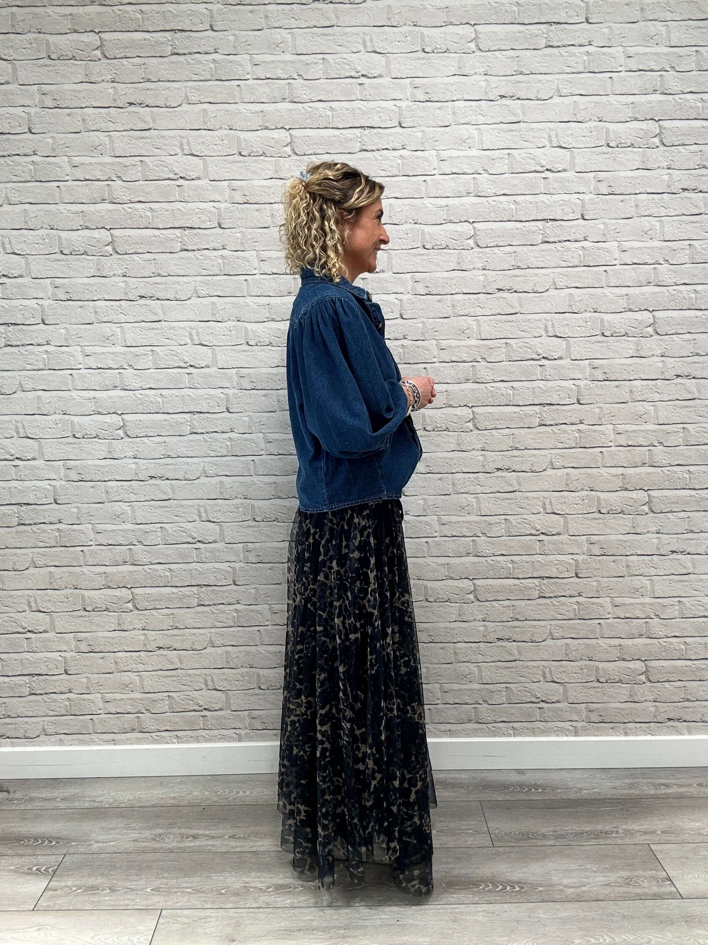 Marnie Puff Shoulder Denim Shacket | Denim Blue