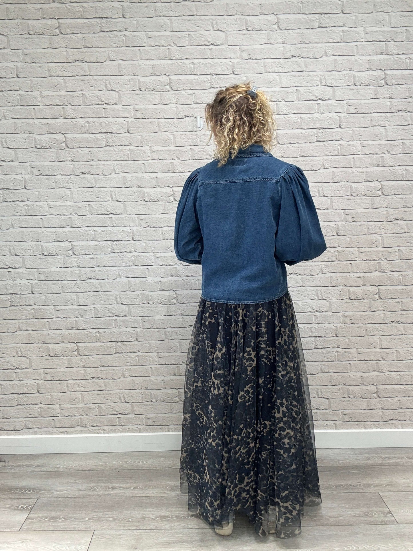 Marnie Puff Shoulder Denim Shacket | Denim Blue