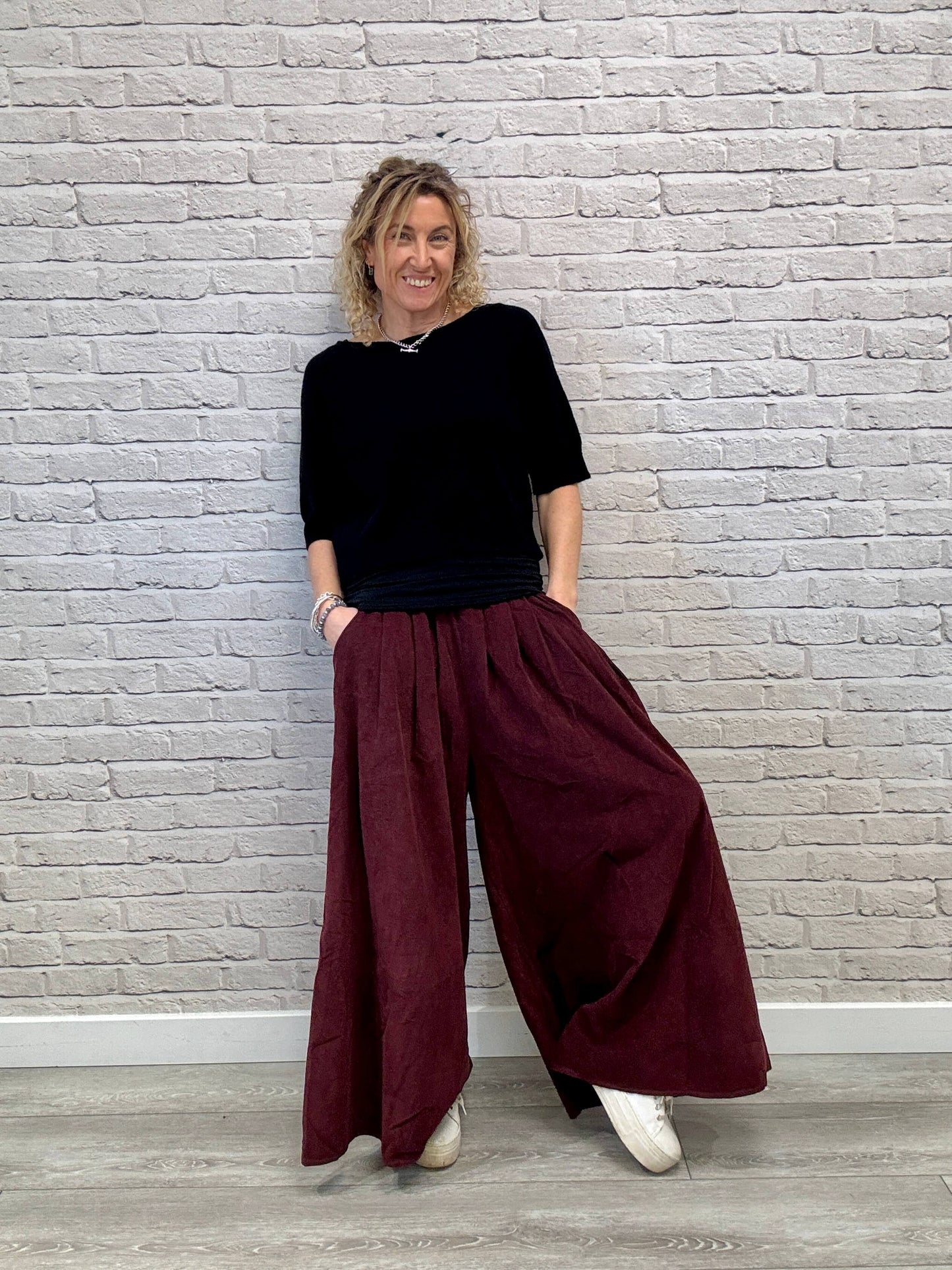 Soho Cord Palazzo Trousers | Plum
