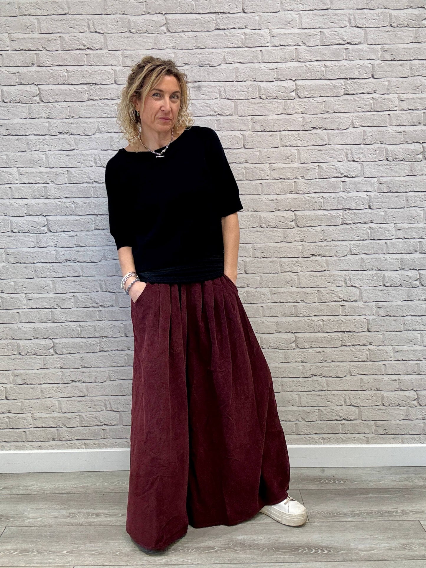 Soho Cord Palazzo Trousers | Plum