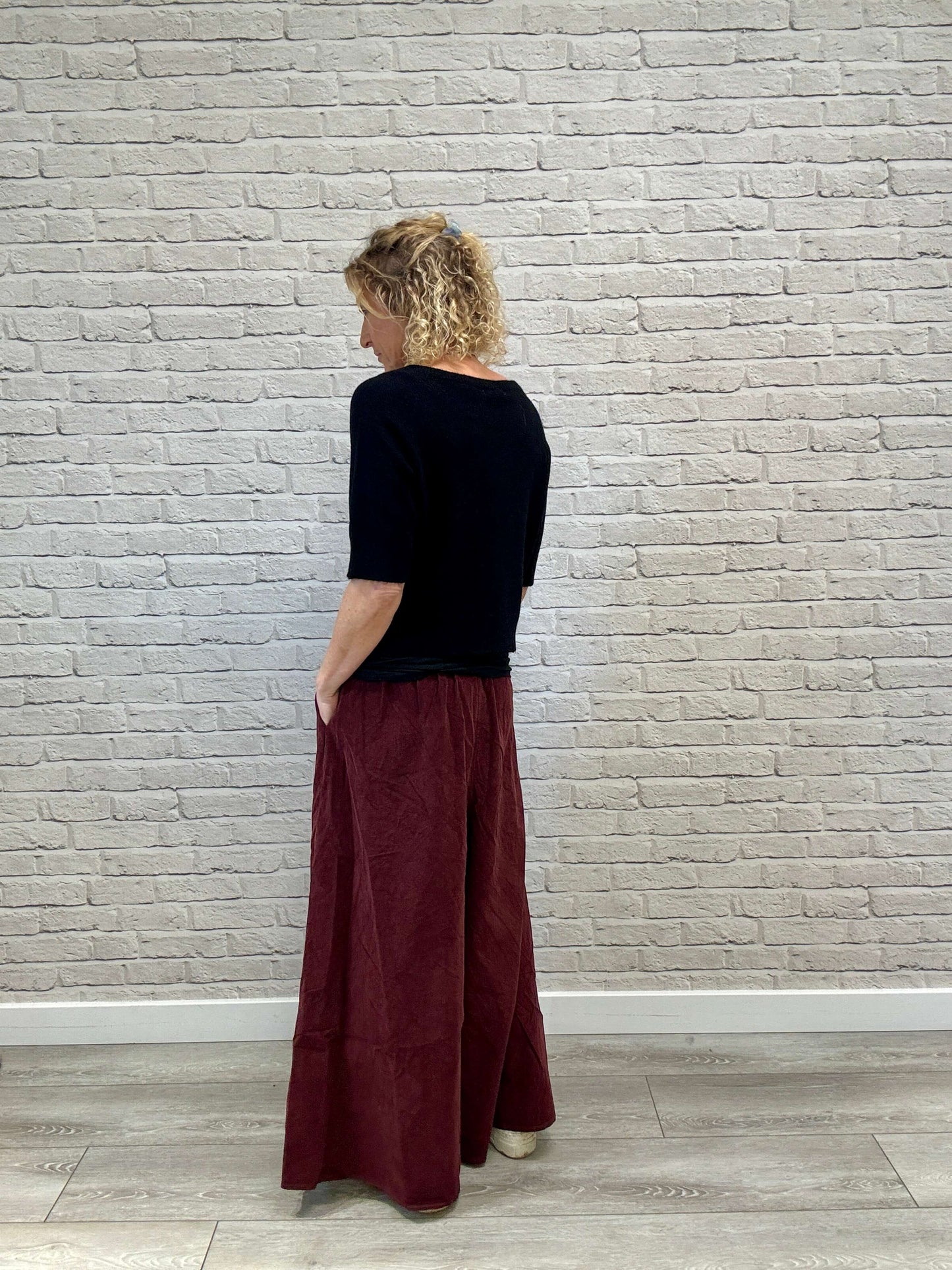 Soho Cord Palazzo Trousers | Plum