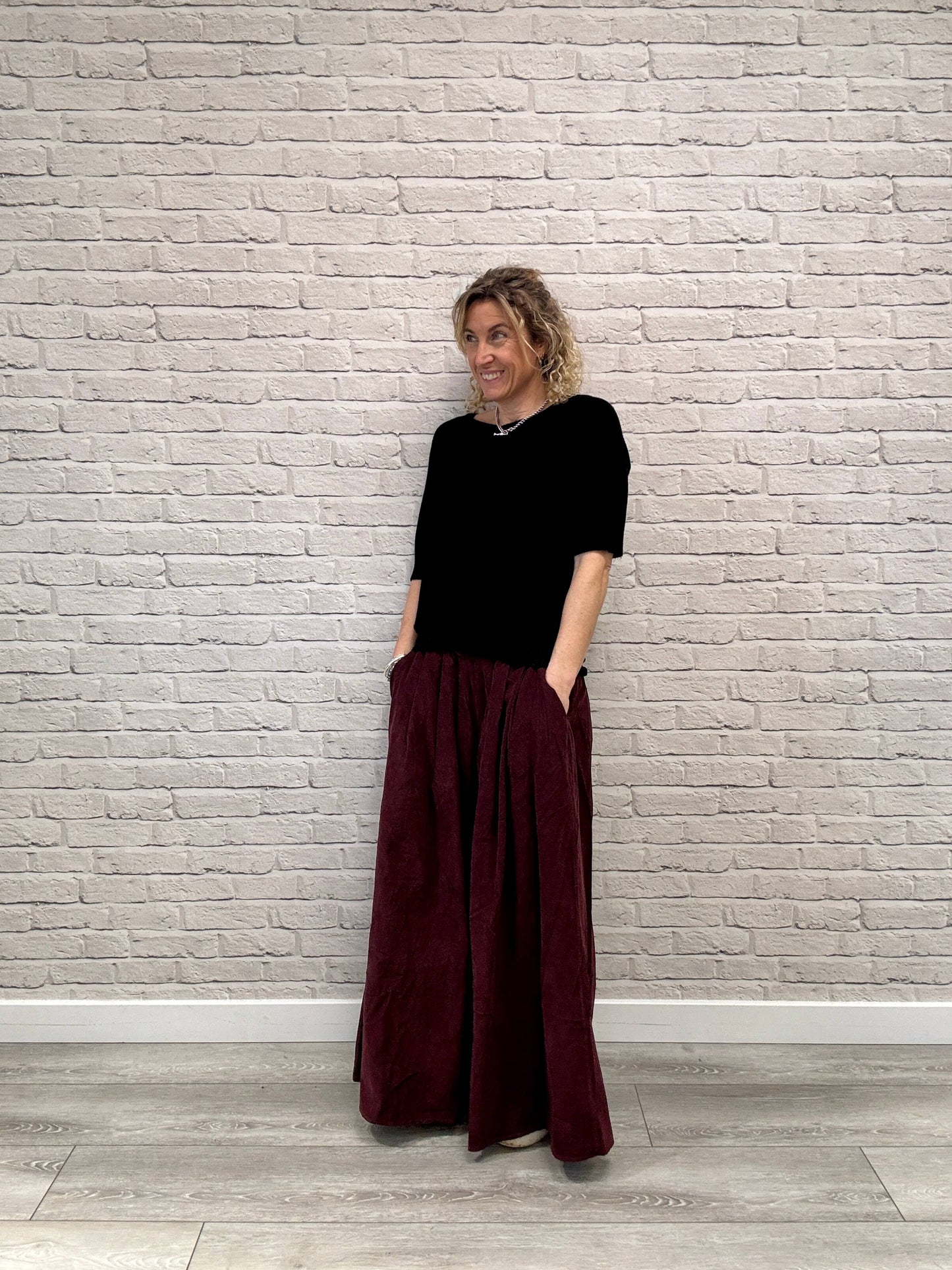 Soho Cord Palazzo Trousers | Plum