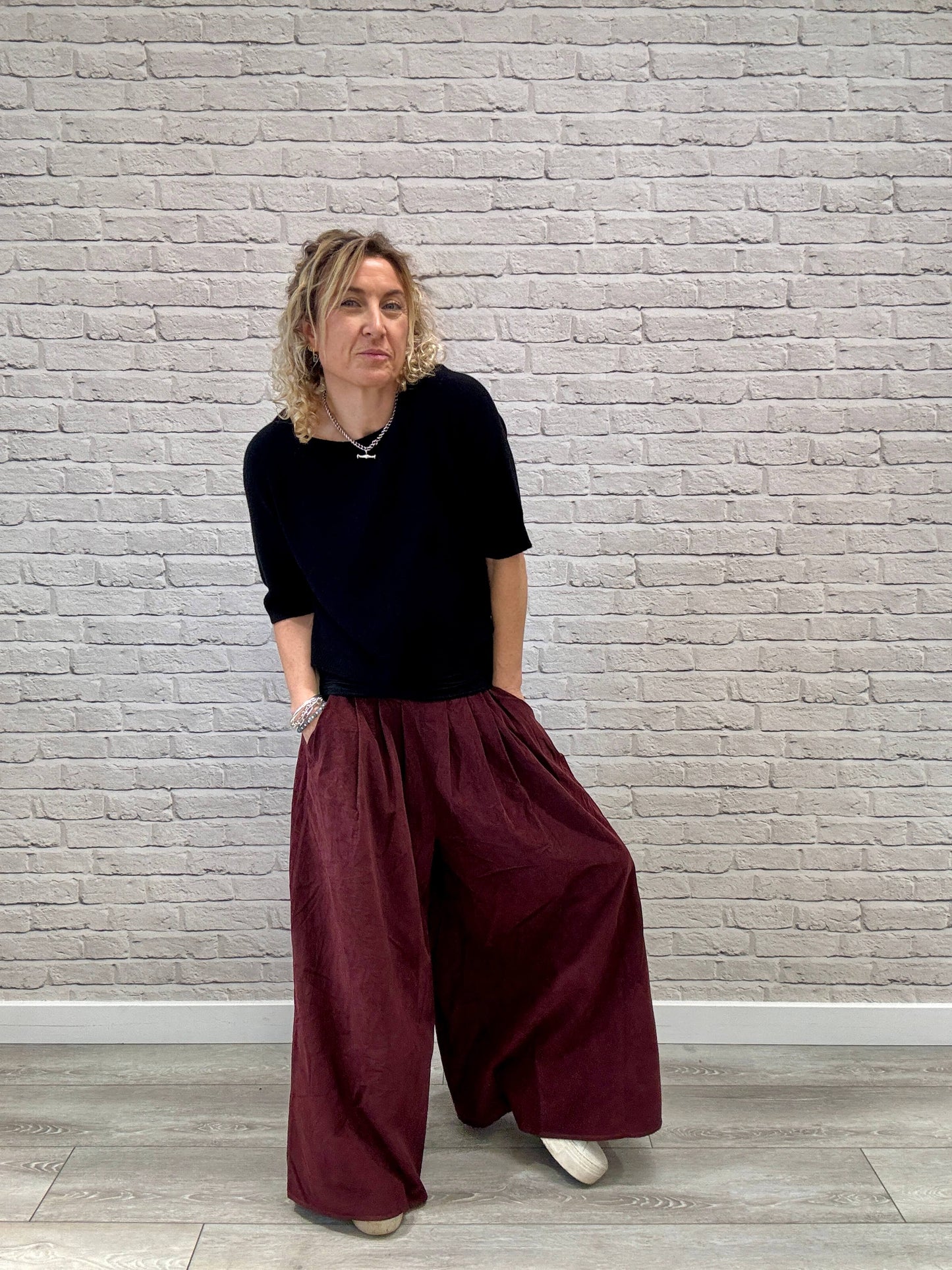 Soho Cord Palazzo Trousers | Plum