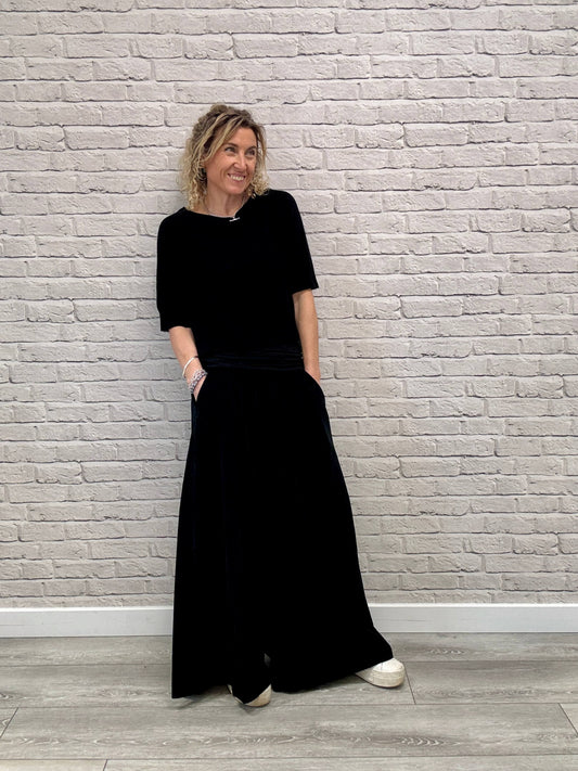 Soho Cord Palazzo Trousers | Black