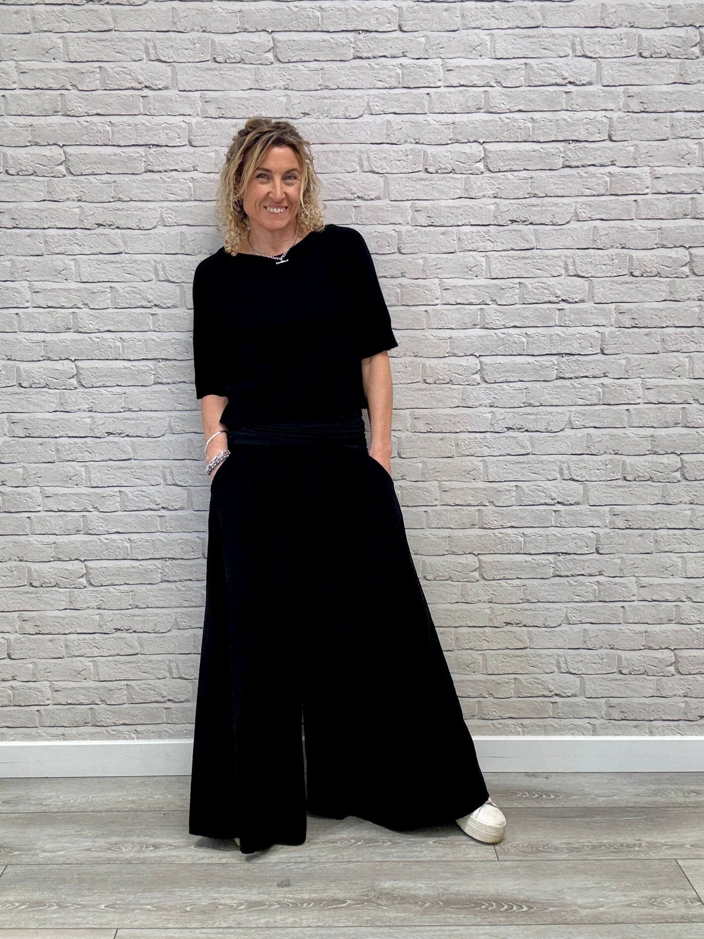 Soho Cord Palazzo Trousers | Black