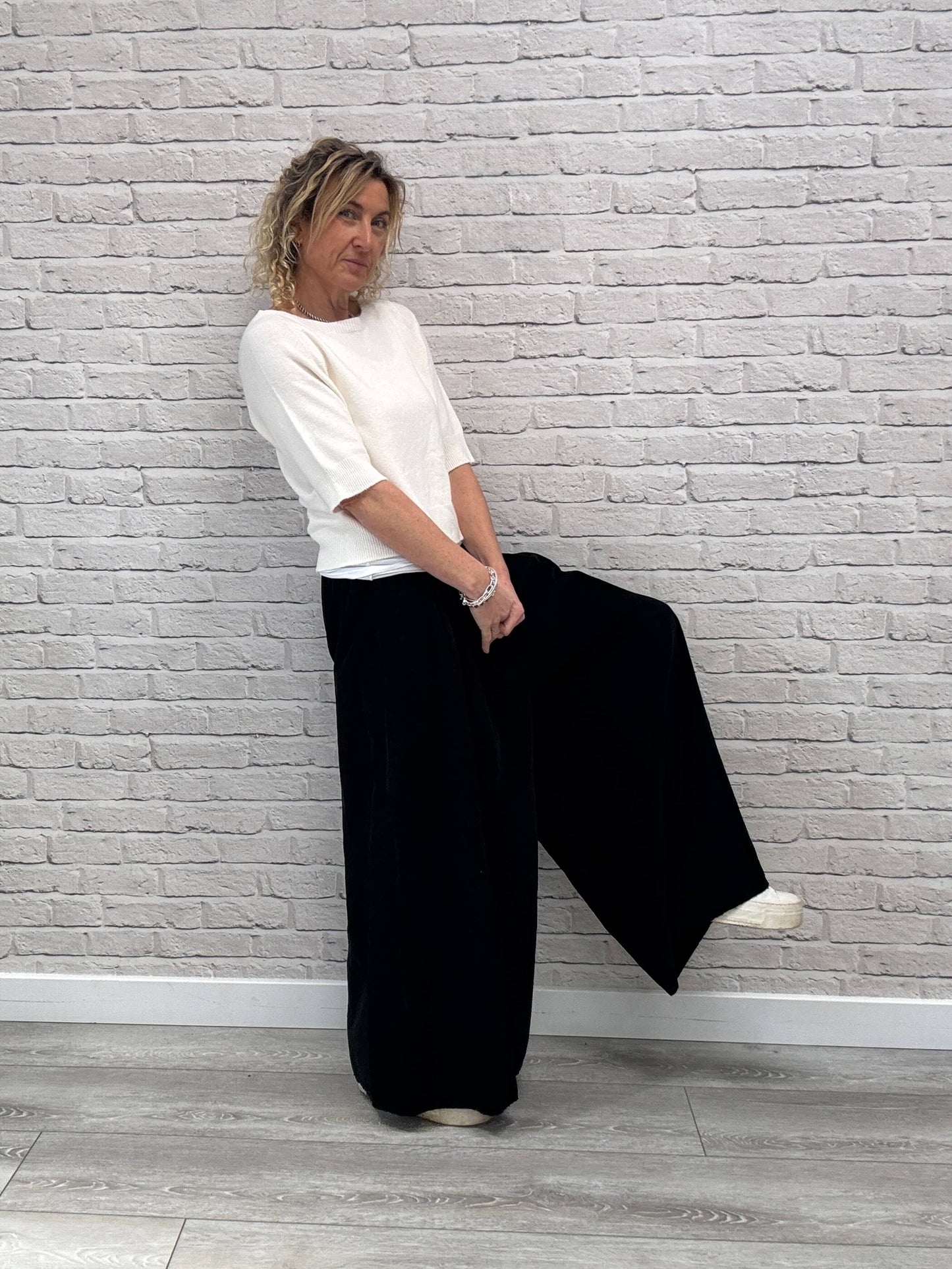 Soho Cord Palazzo Trousers | Black