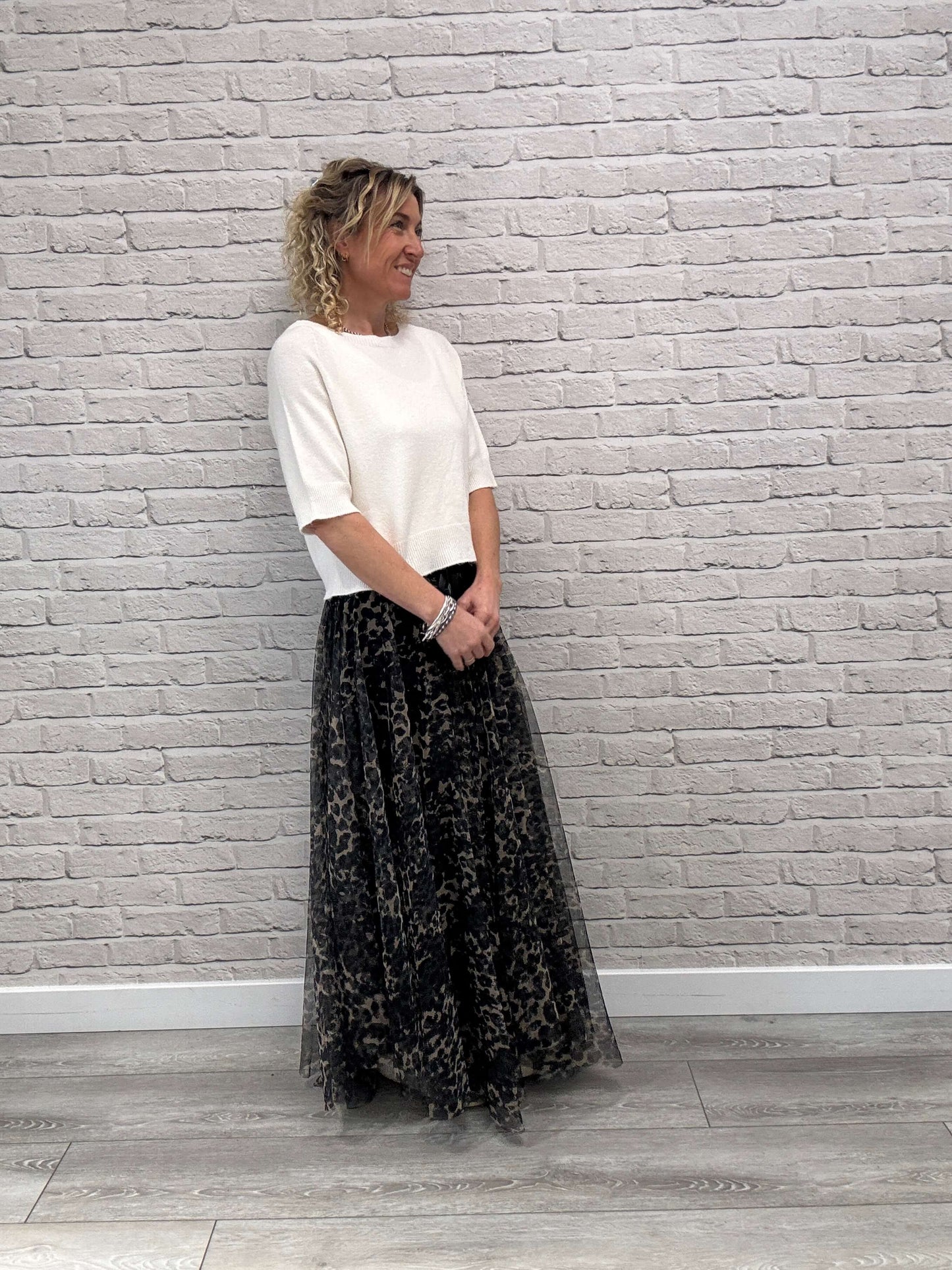 Minty Tulle Skirt | Black Leopard