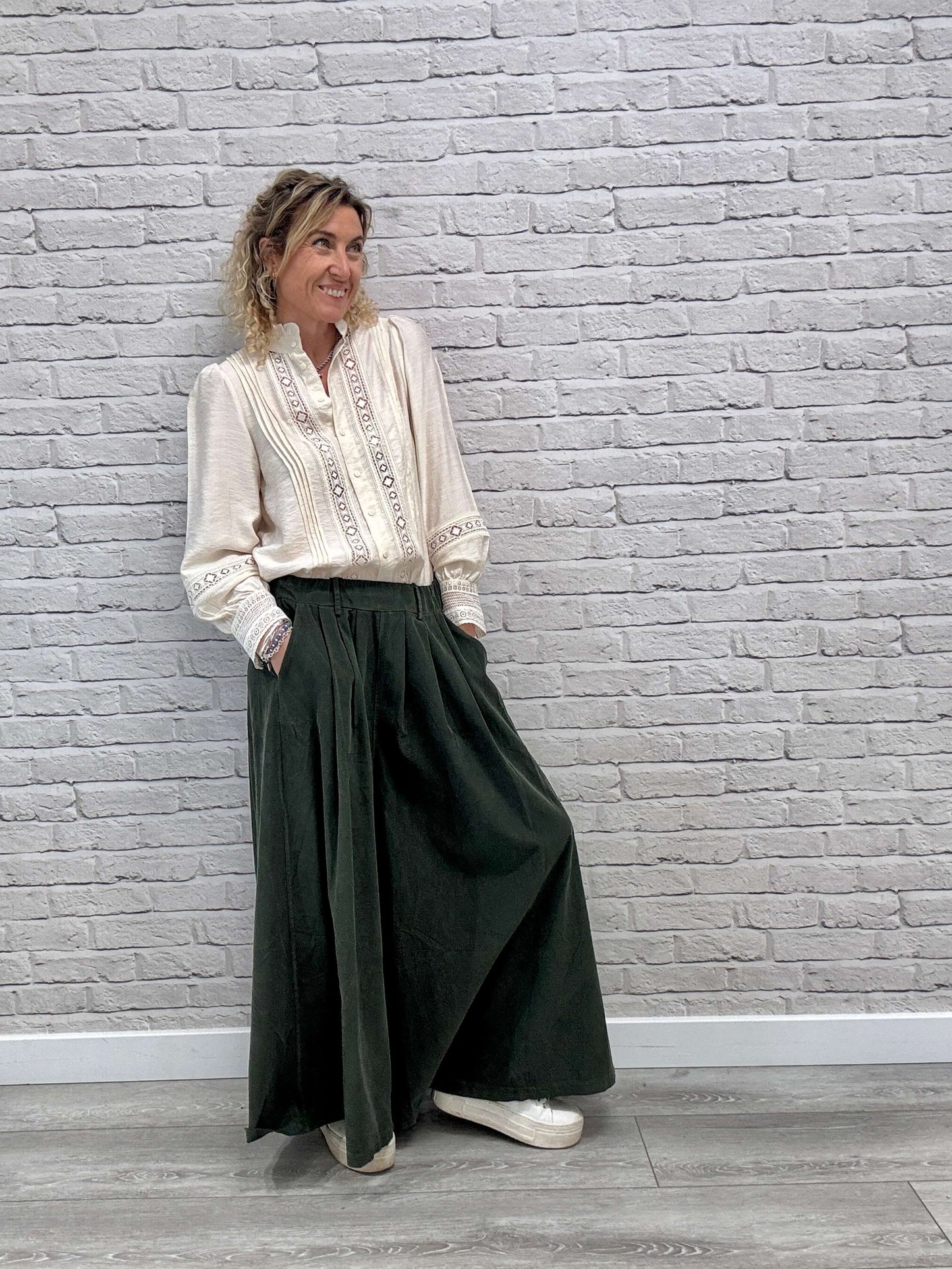 Soho Cord Palazzo Trousers | Khaki