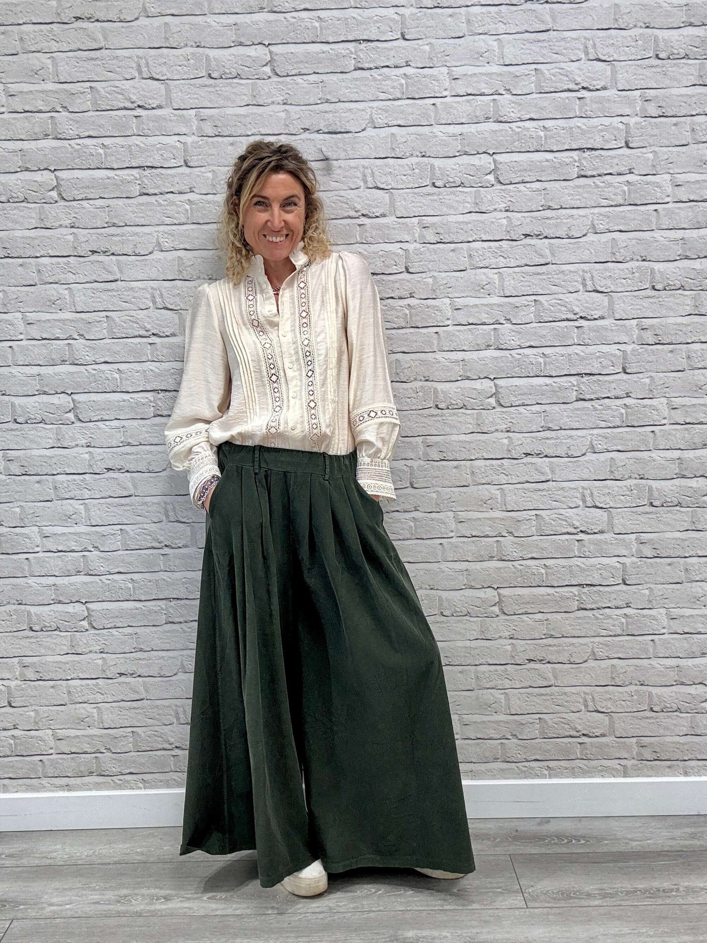 Soho Cord Palazzo Trousers | Khaki