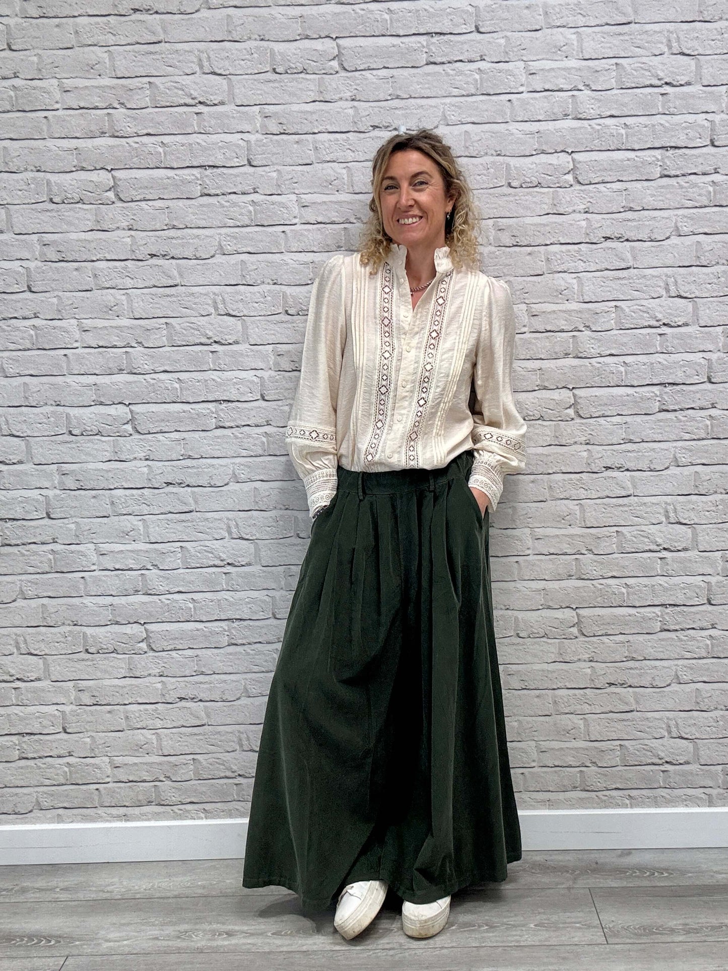 Soho Cord Palazzo Trousers | Khaki