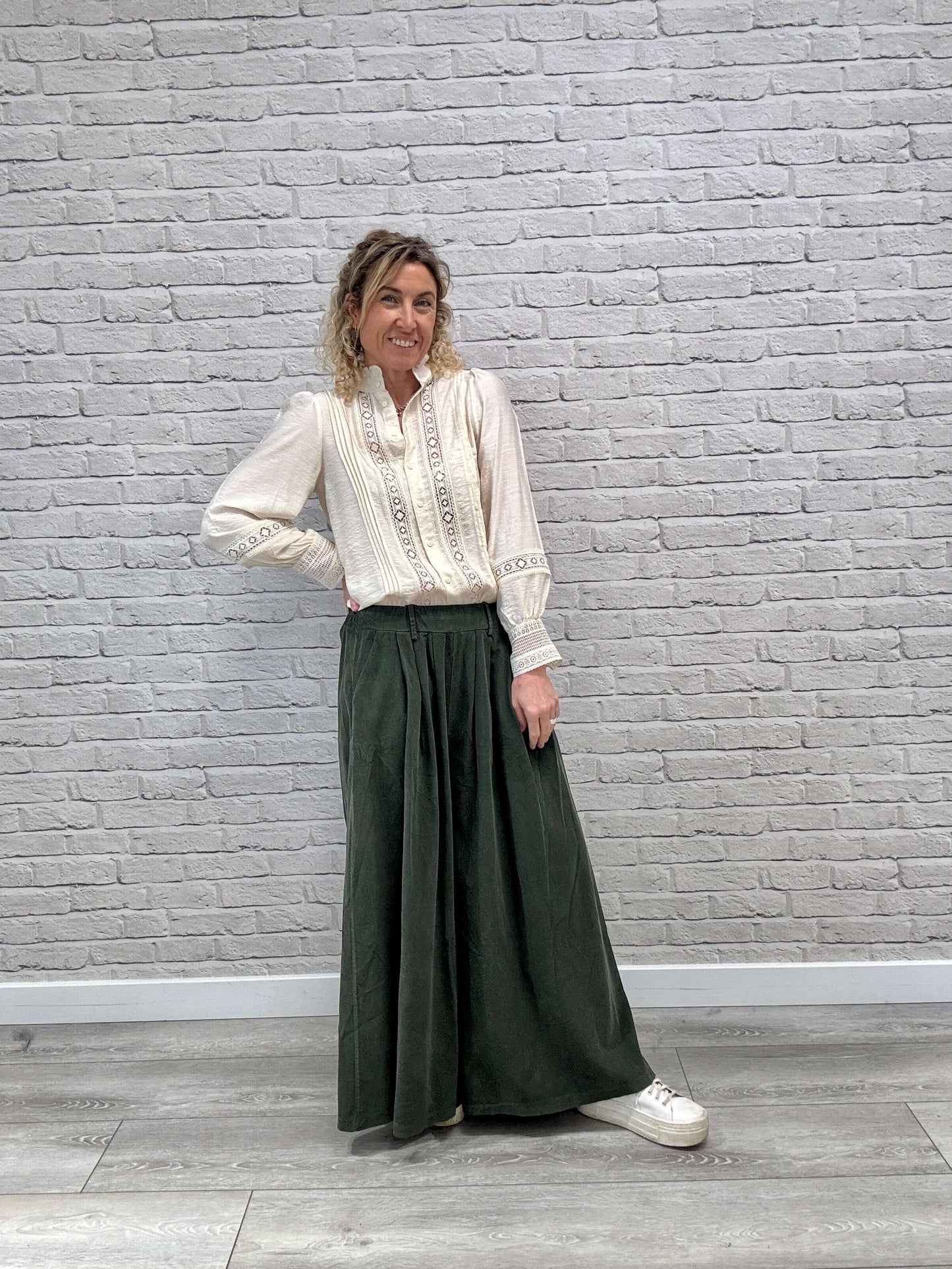 Soho Cord Palazzo Trousers | Khaki