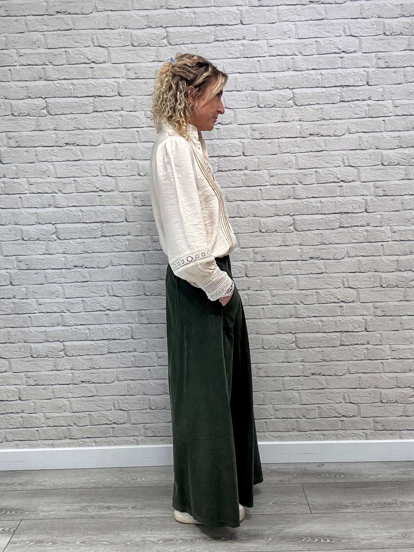Soho Cord Palazzo Trousers | Khaki
