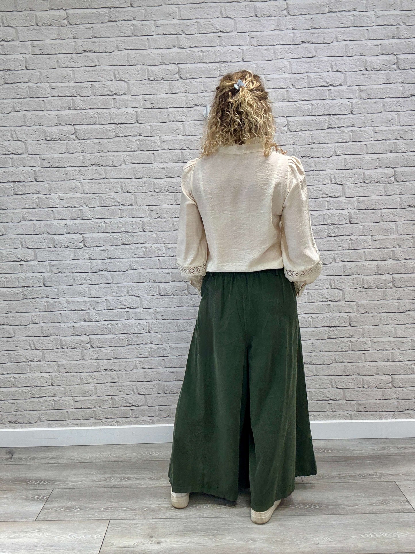 Soho Cord Palazzo Trousers | Khaki