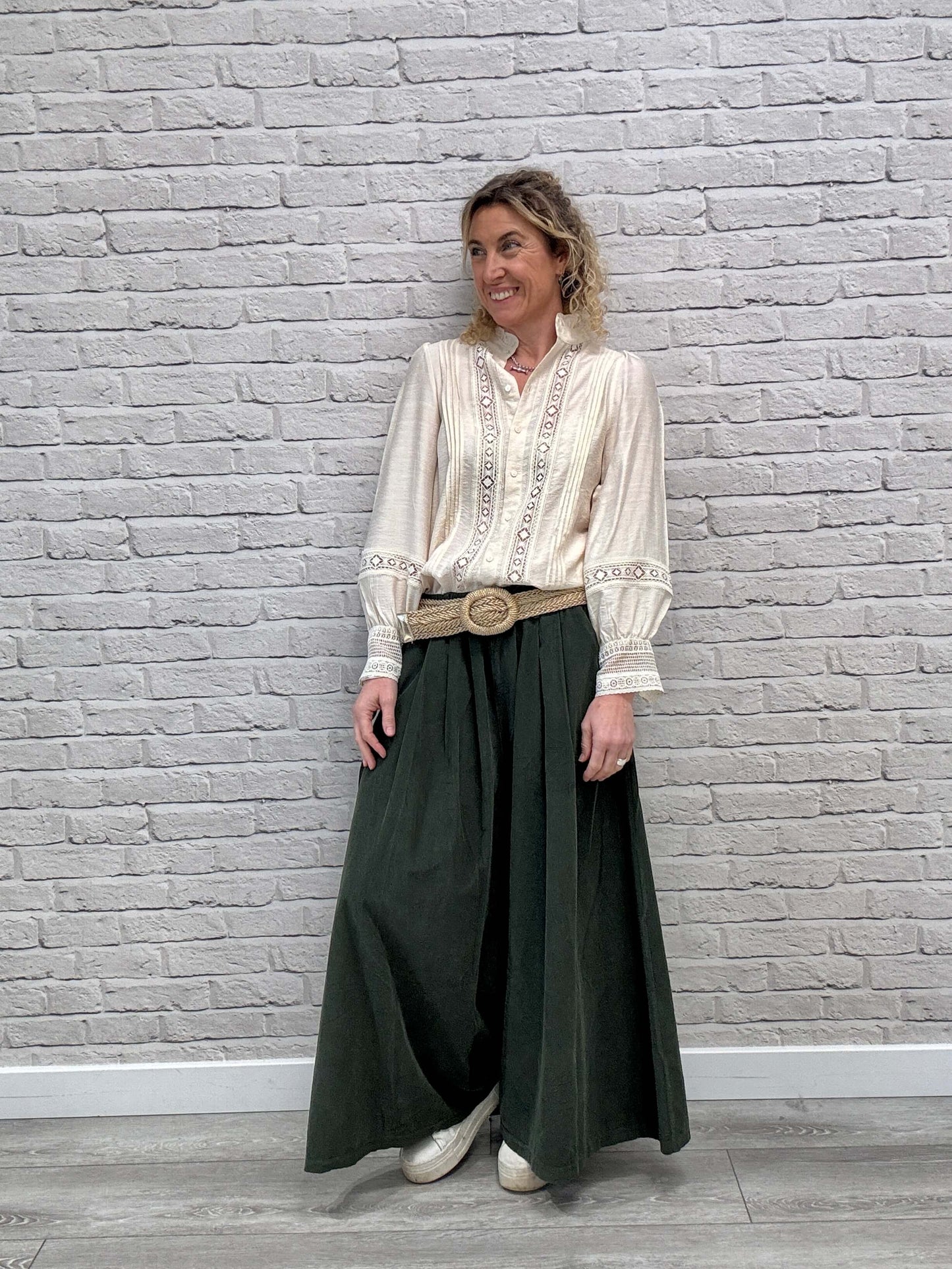 Soho Cord Palazzo Trousers | Khaki