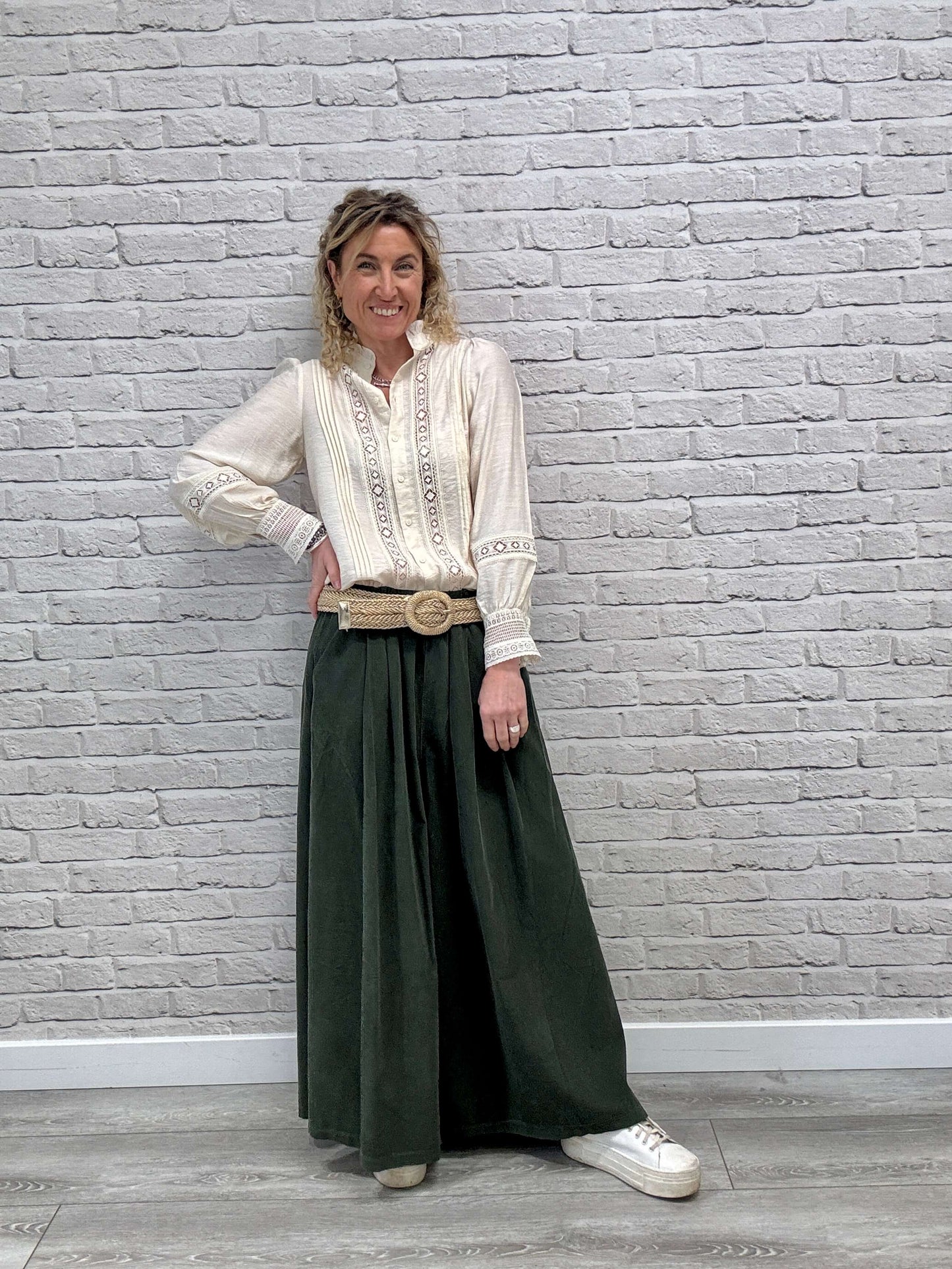 Soho Cord Palazzo Trousers | Khaki
