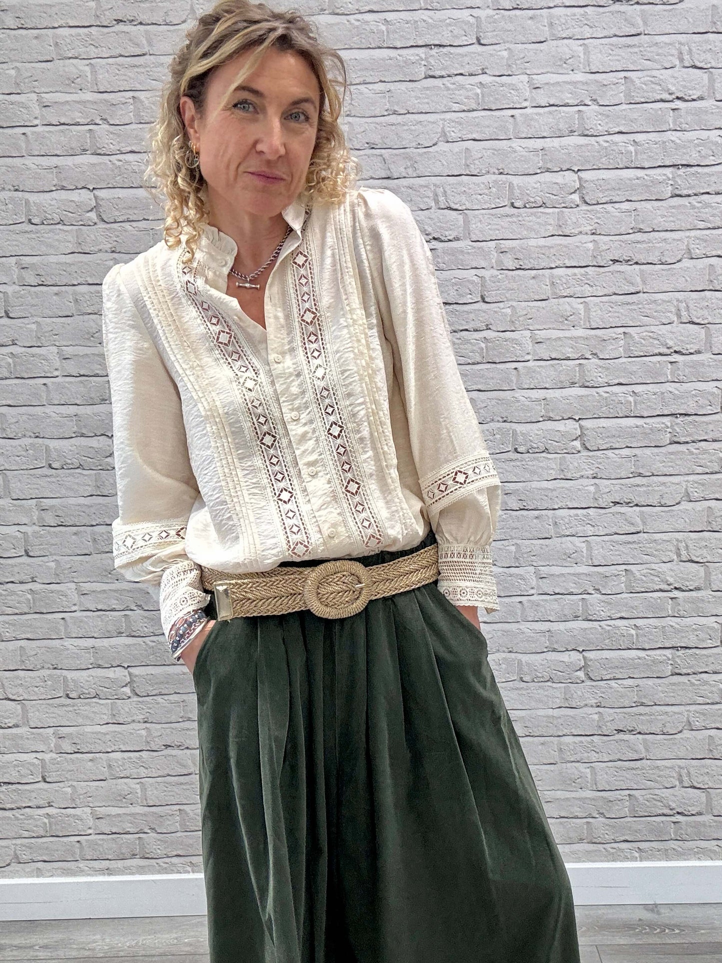 Soho Cord Palazzo Trousers | Khaki